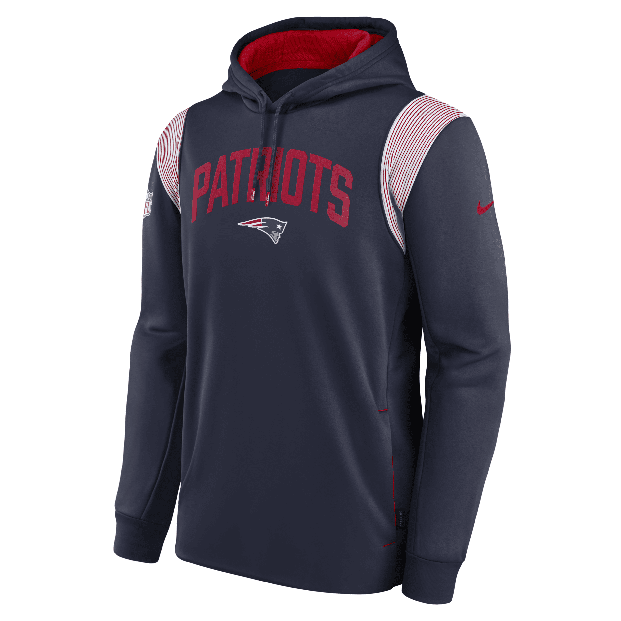 Shop Nike Men's  Therma Athletic Stack (nfl New England Patriots) Pullover Hoodie In Blue