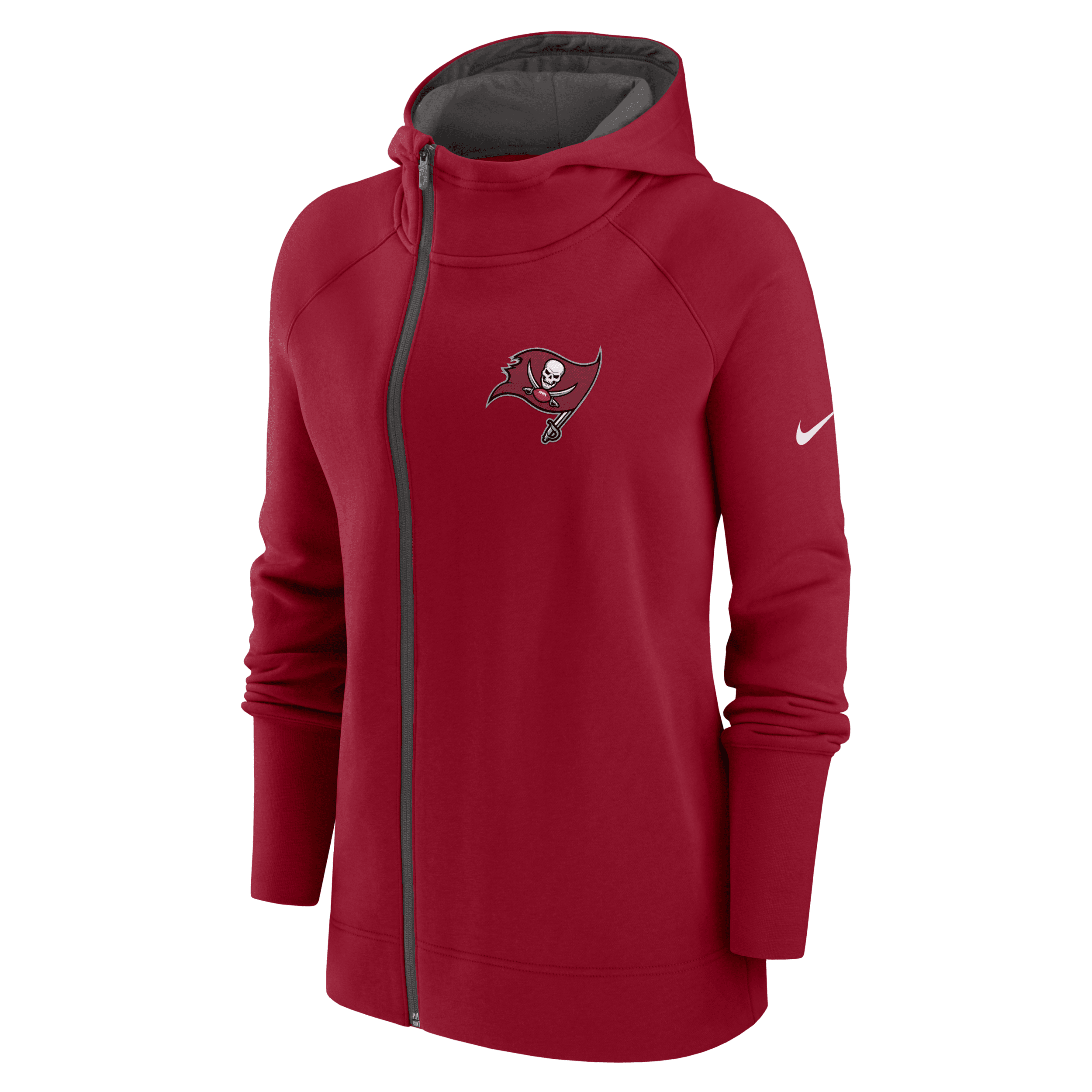 Shop Nike Women's Assymetrical (nfl Tampa Bay Buccaneers) Full-zip Hoodie In Red