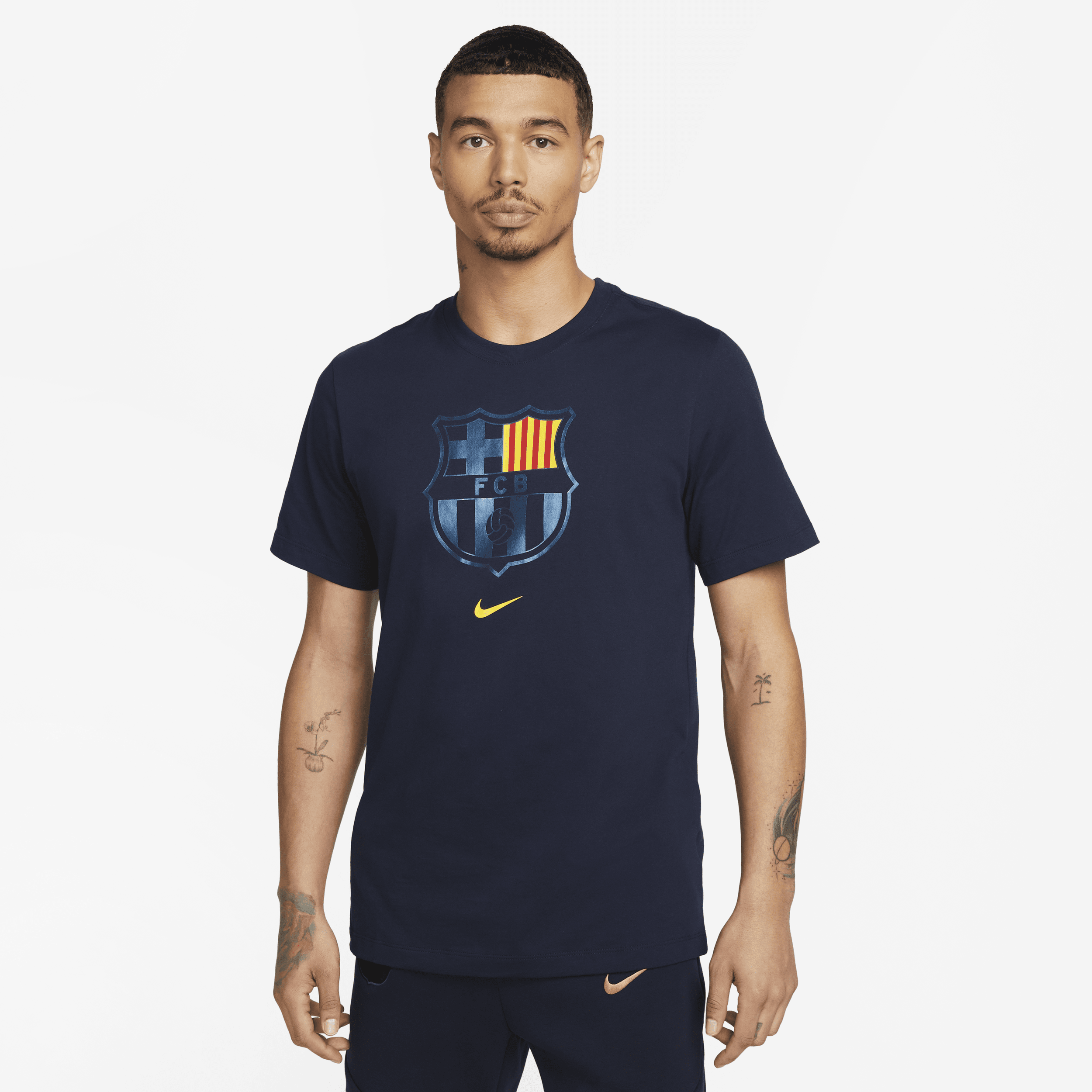 Nike Navy Barcelona Team Crest T-shirt In Blue