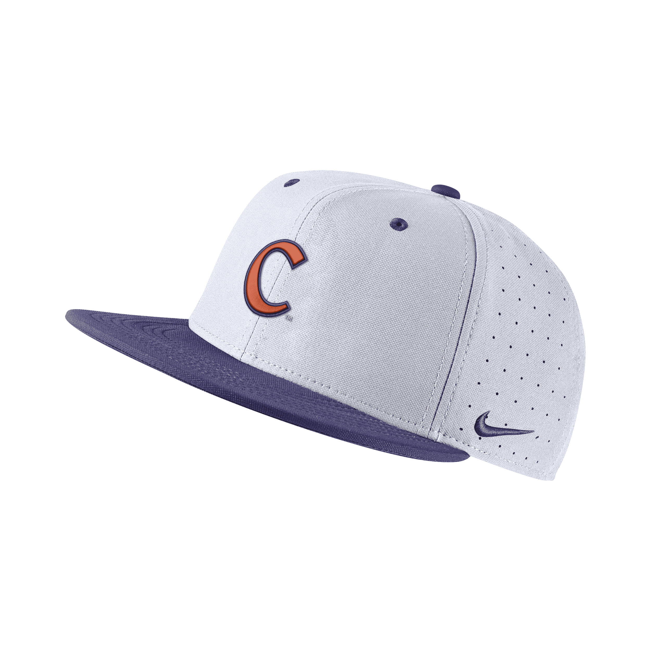 Nike Clemson  Unisex College Fitted Baseball Hat In White