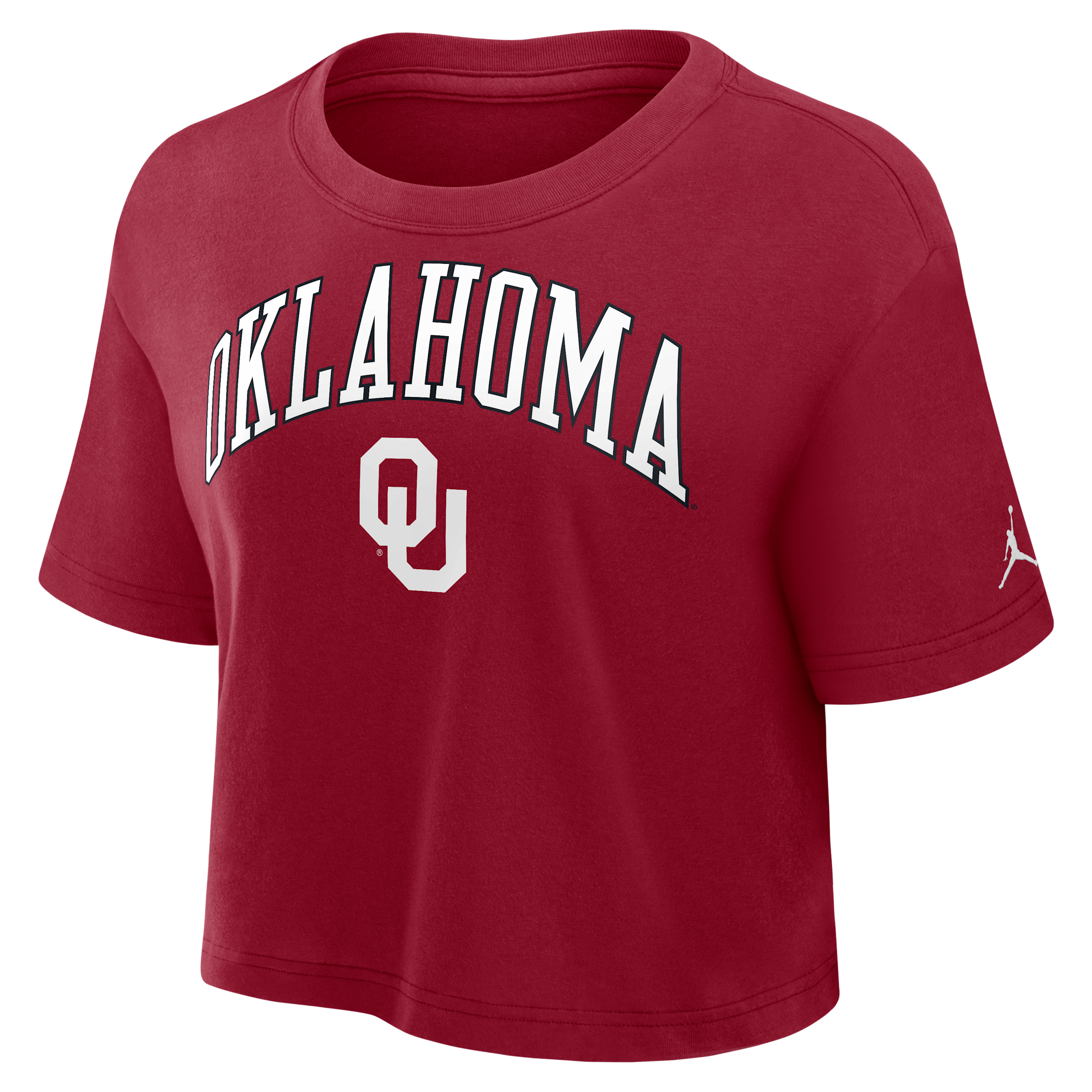 JORDAN WOMEN'S OKLAHOMA ATHLETIC PREP ARCH  BRAND DRI-FIT COLLEGE CROPPED T-SHIRT 1015855439