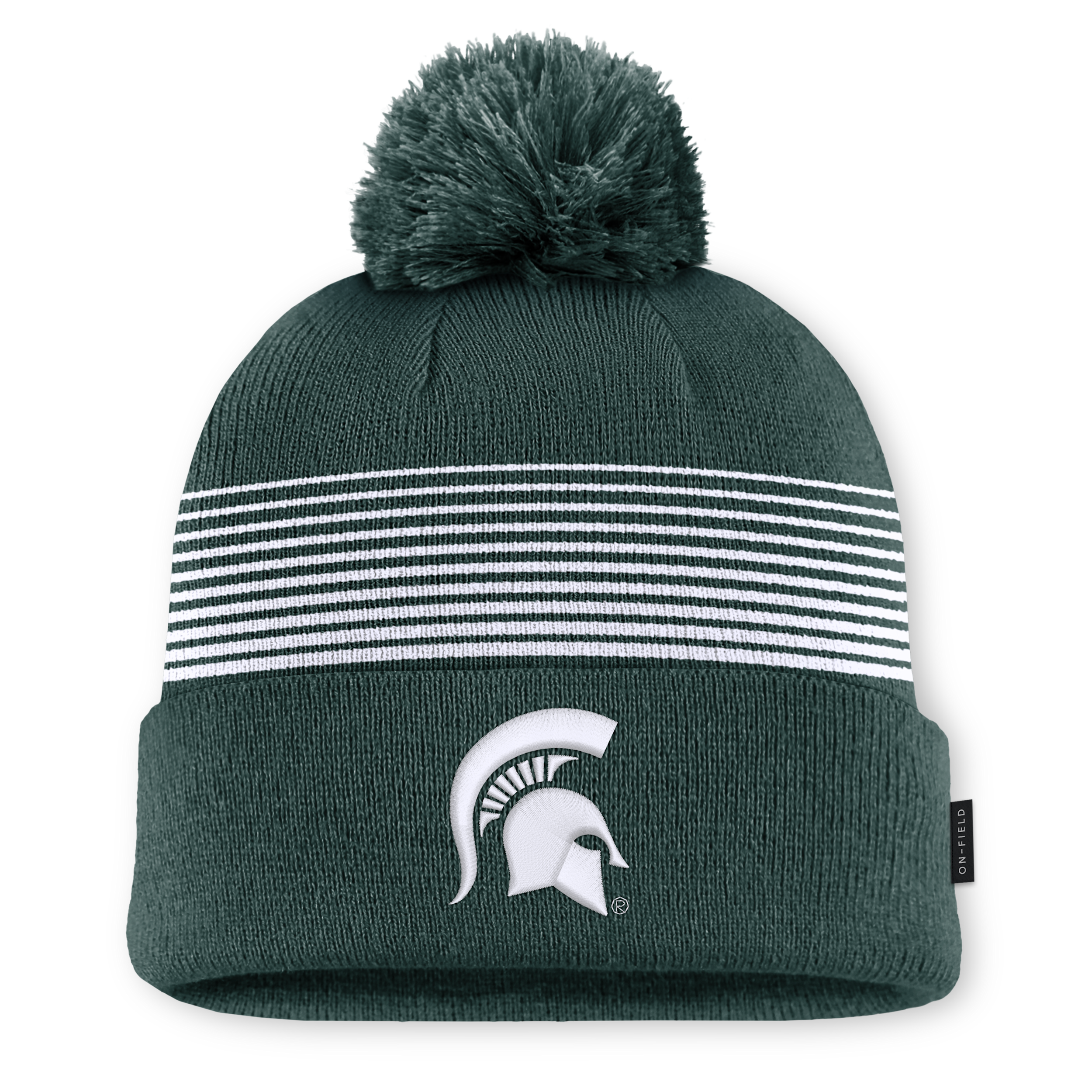 Nike Men's and Women's Forest Green Michigan State Spartans 2026 On-Field Cuffed Knit Pom Hat - Forest Green, White
