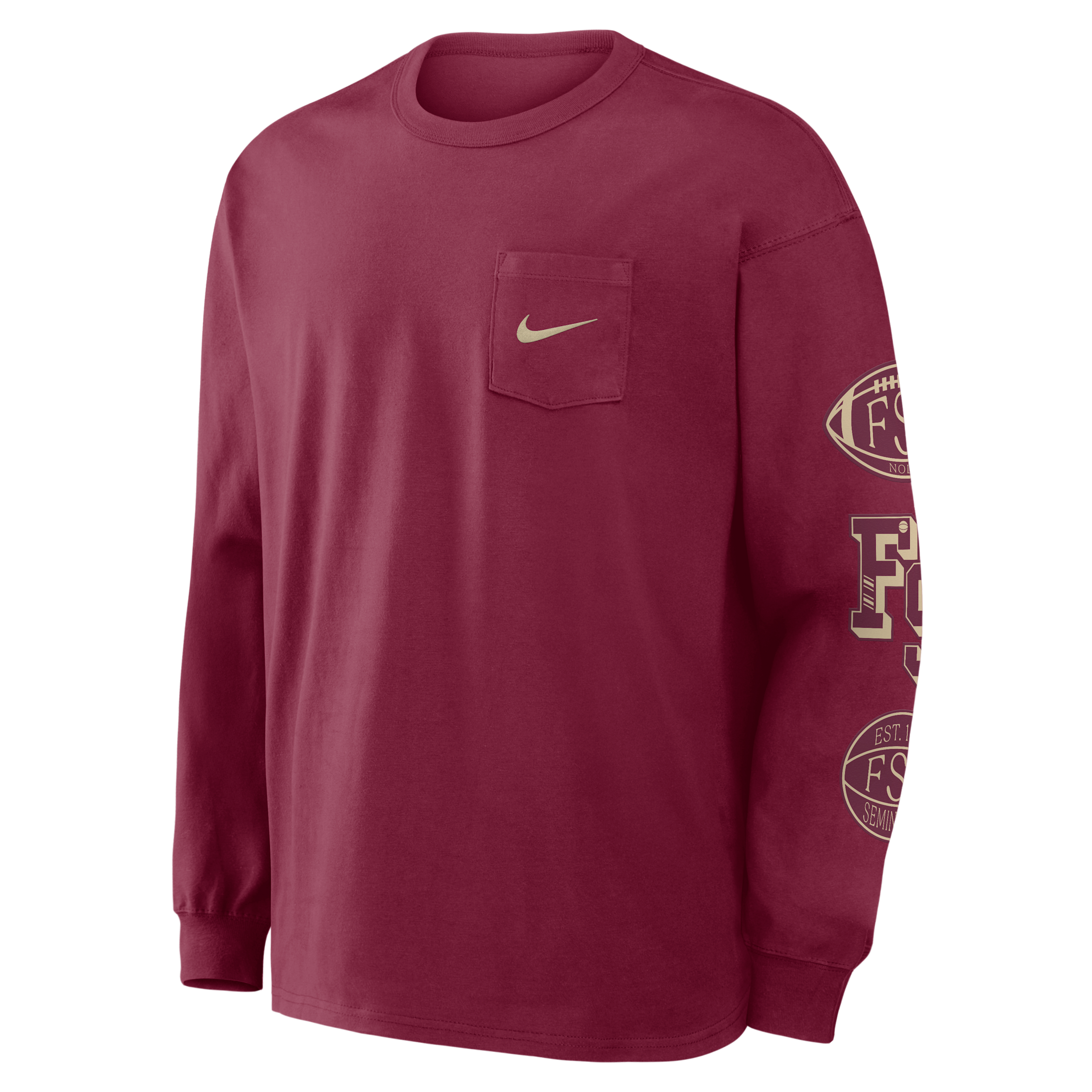 Florida State Academic Max90 Pocket Nike Men's College Long-Sleeve T-Shirt in Red | 04TA69XFTN-U1K