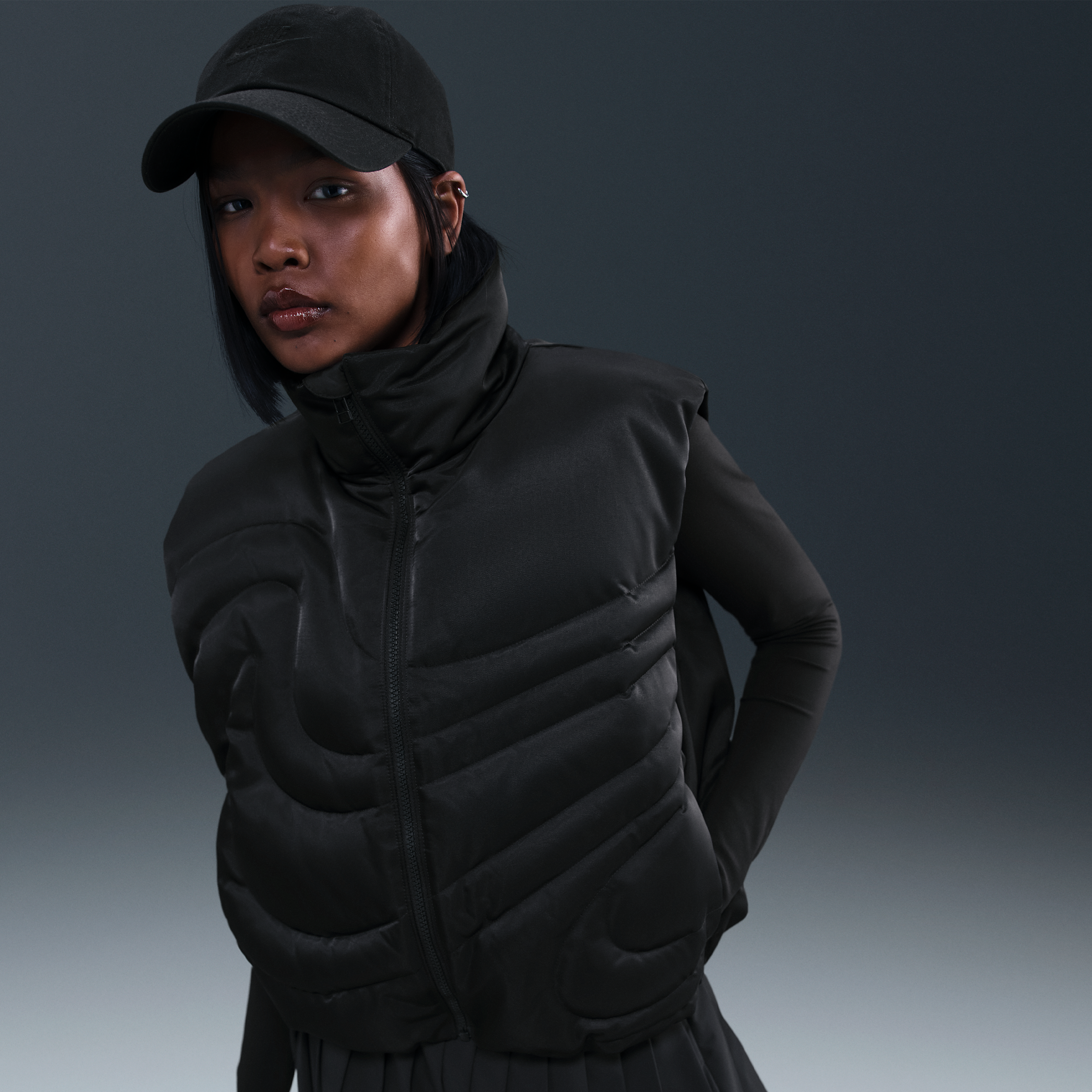 Nike Women's  Sportswear Swoosh Series Oversized Down Vest In Black