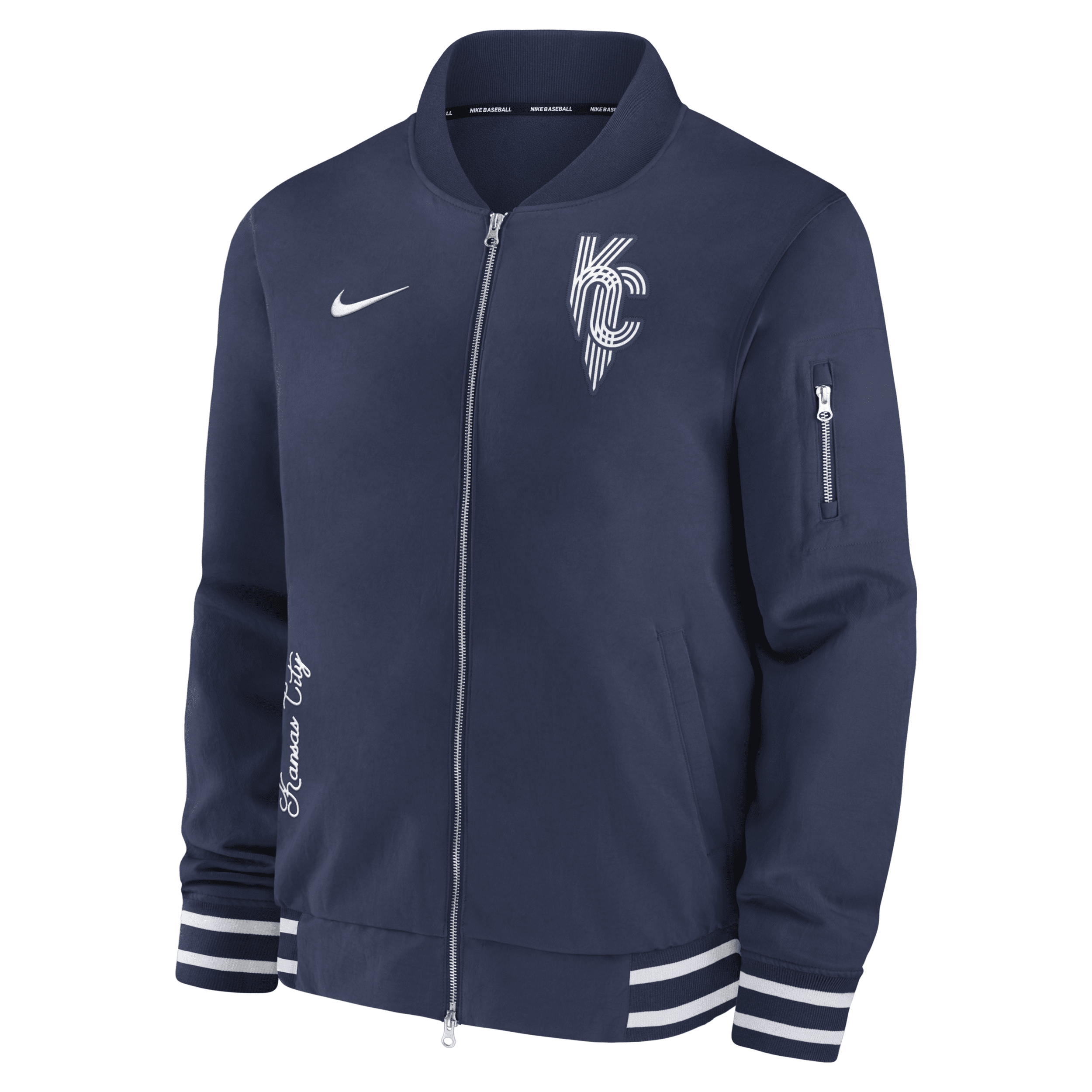 Shop Nike Kansas City Royals Authentic Collection City Connect Game Time  Men's Mlb Full-zip Bomber Jacket In Blue