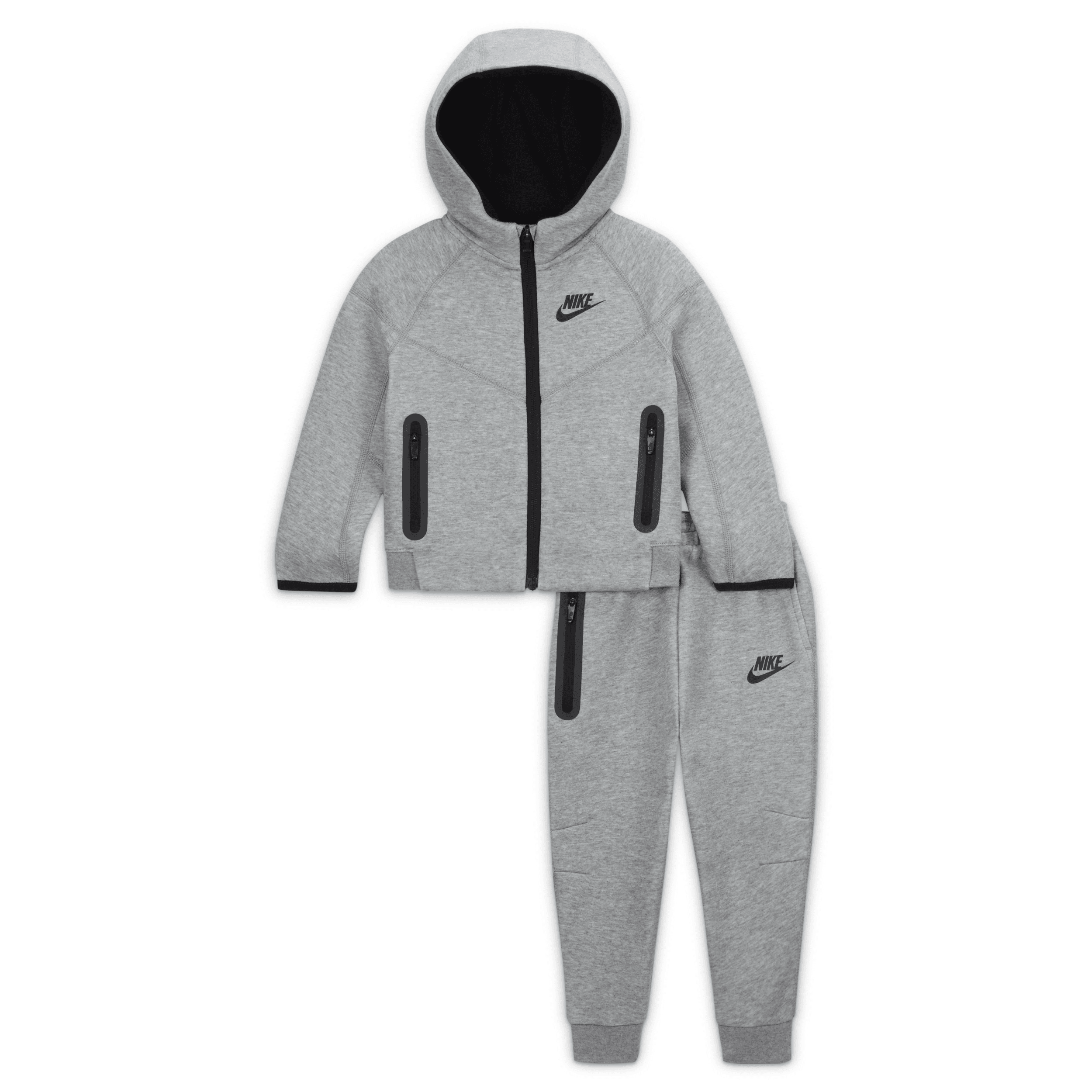 Shop Nike Sportswear Tech Fleece Full-zip Set Baby 2-piece Hoodie Set In Grey