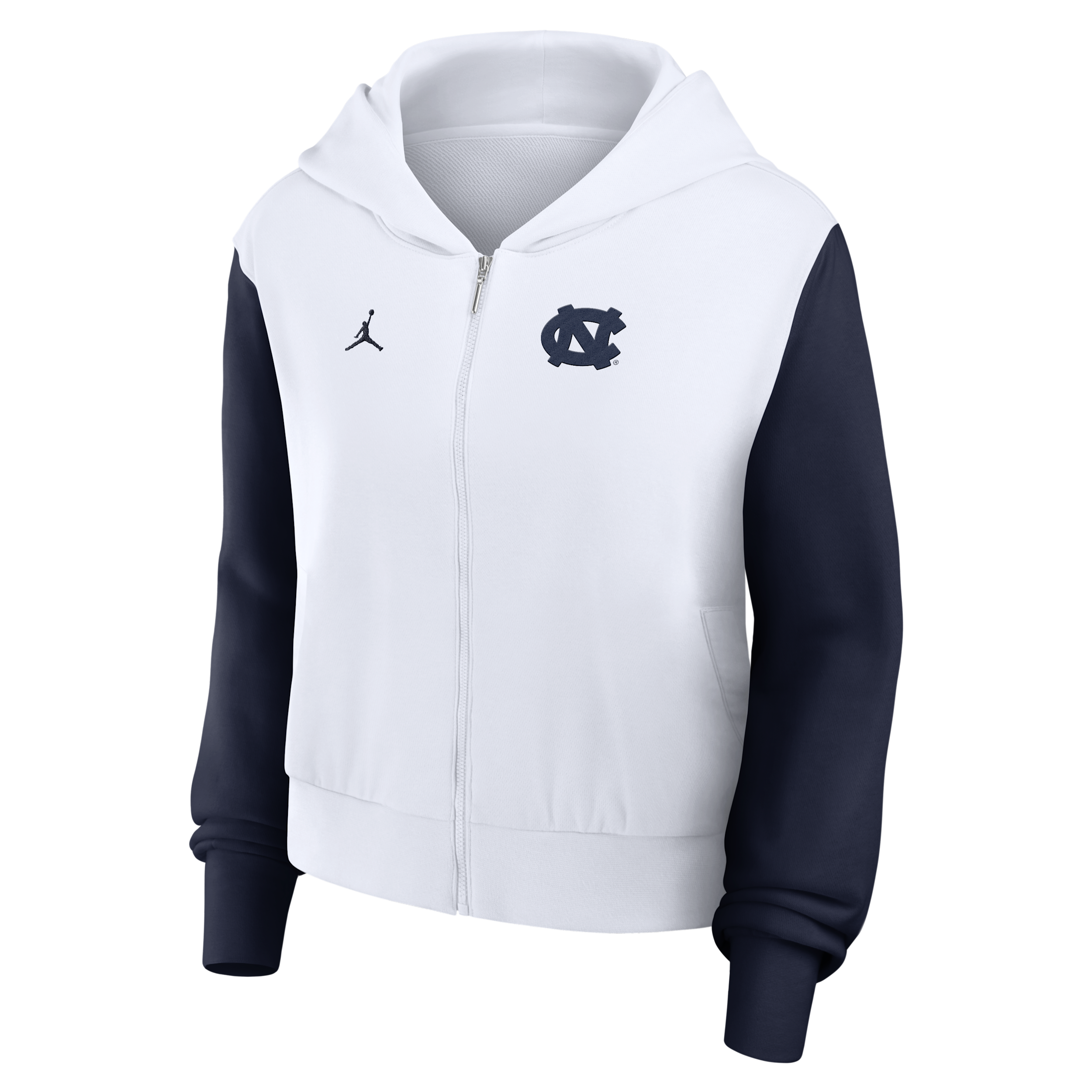 Jordan Women's North Carolina Athletic Prep Colorblocked Script Womenâs Brand College Full-zip Hoodie In White