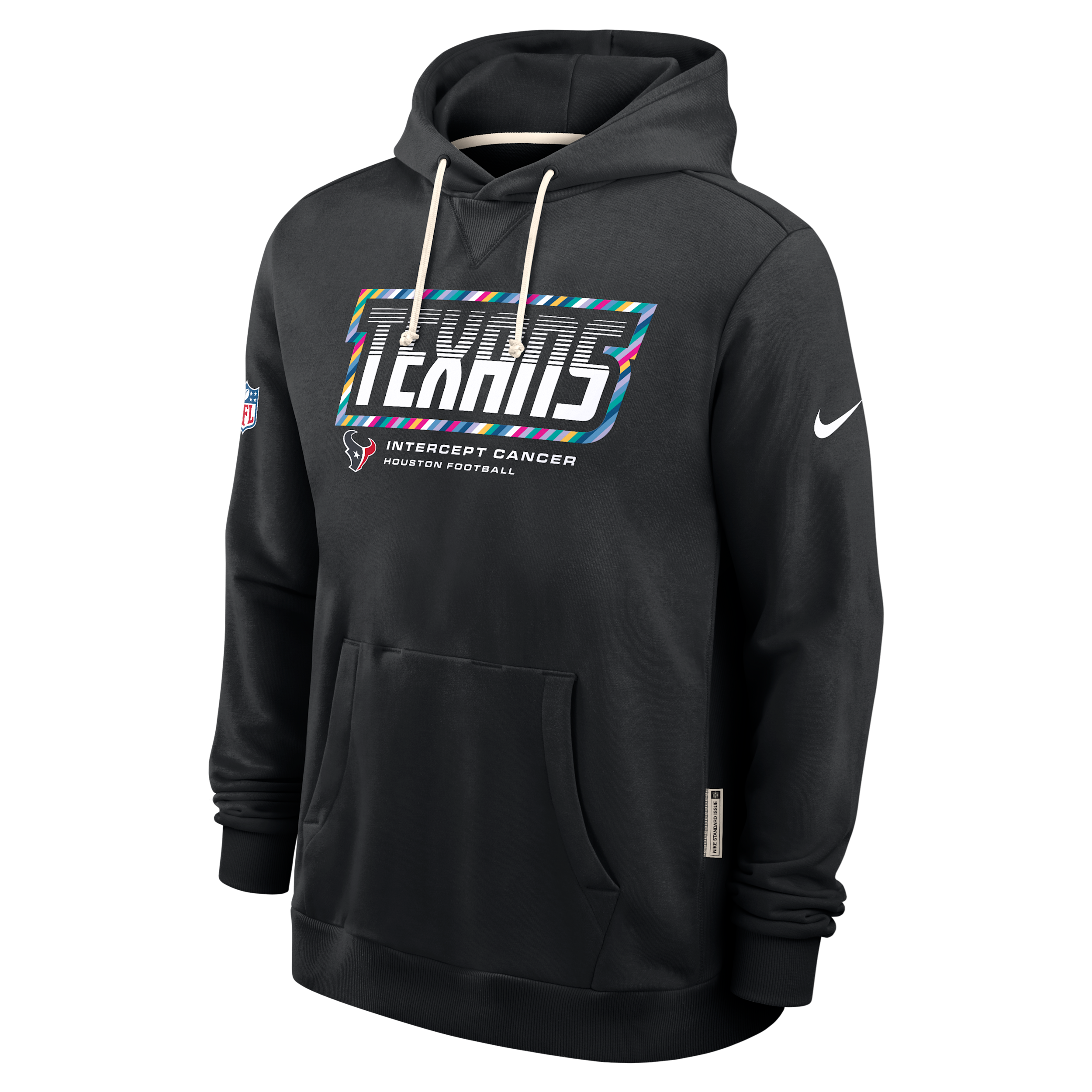 Houston Texans Crucial Catch Sideline Standard Issue Nike Men's Dri-FIT NFL Pullover Hoodie in Black | 03AZ00AZUD-F9R