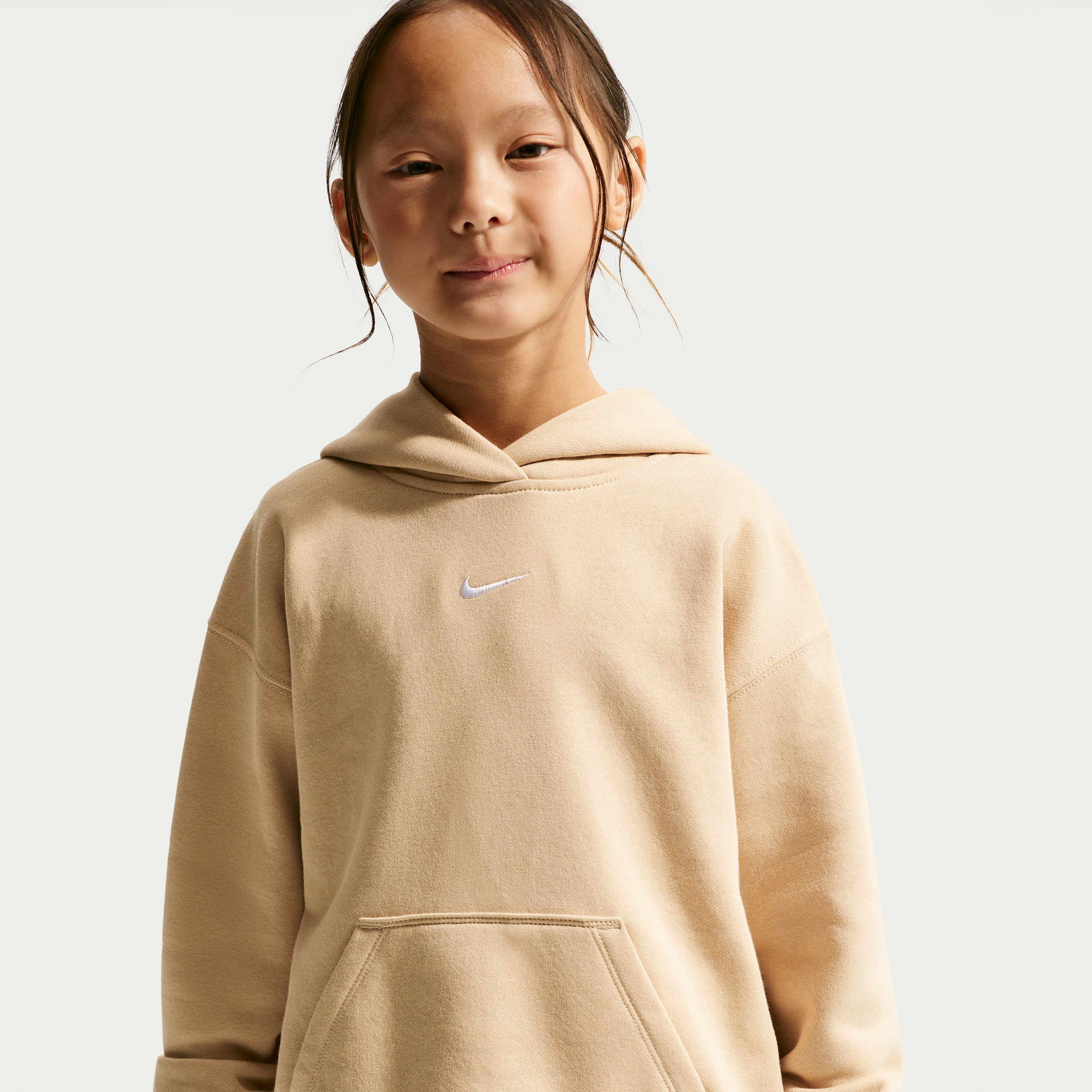 Nike Sportswear Little Kids' Studio Fleece Pullover Hoodie in Brown | 36P240-JCR