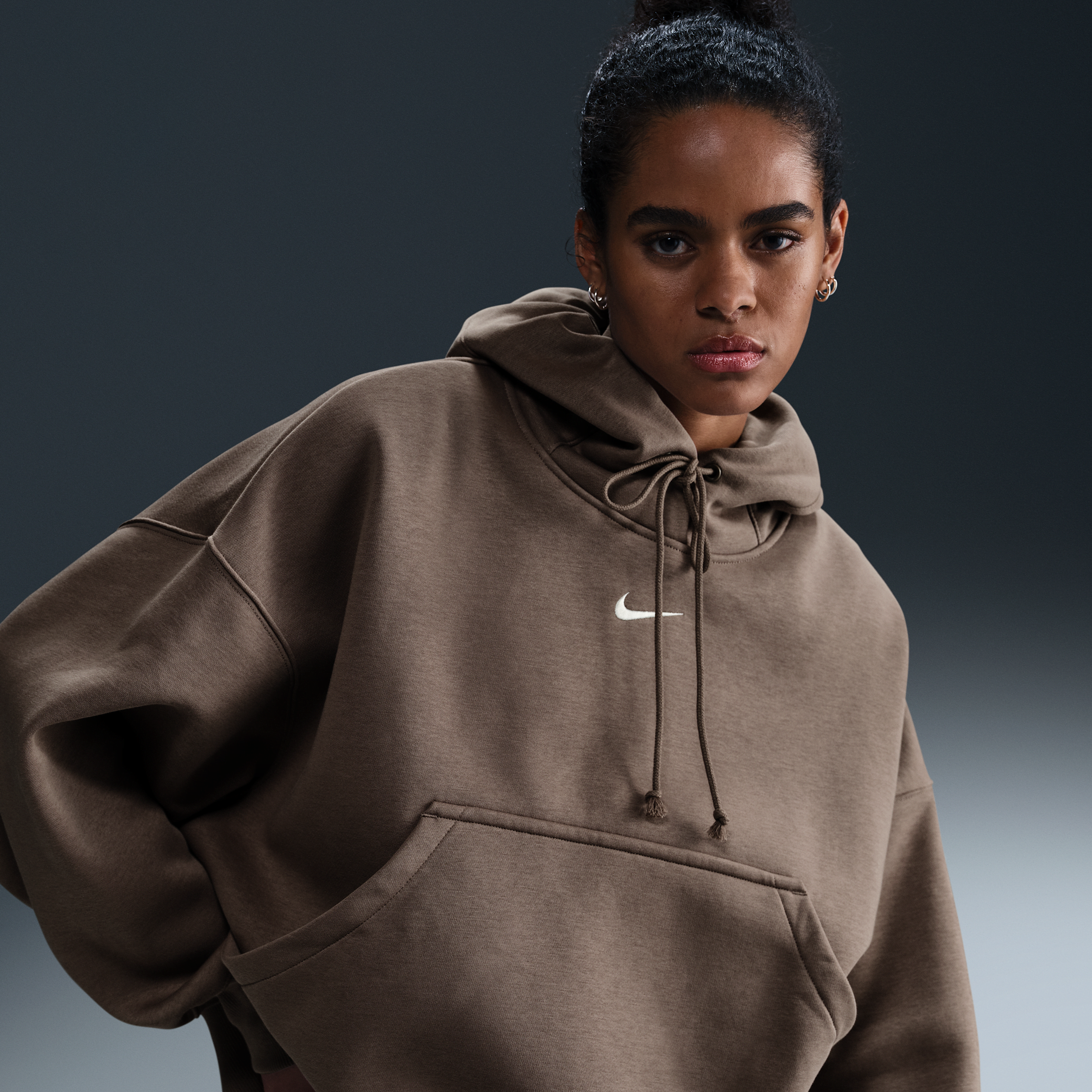 Nike Sportswear Phoenix Fleece Pullover Hoodie In Brown