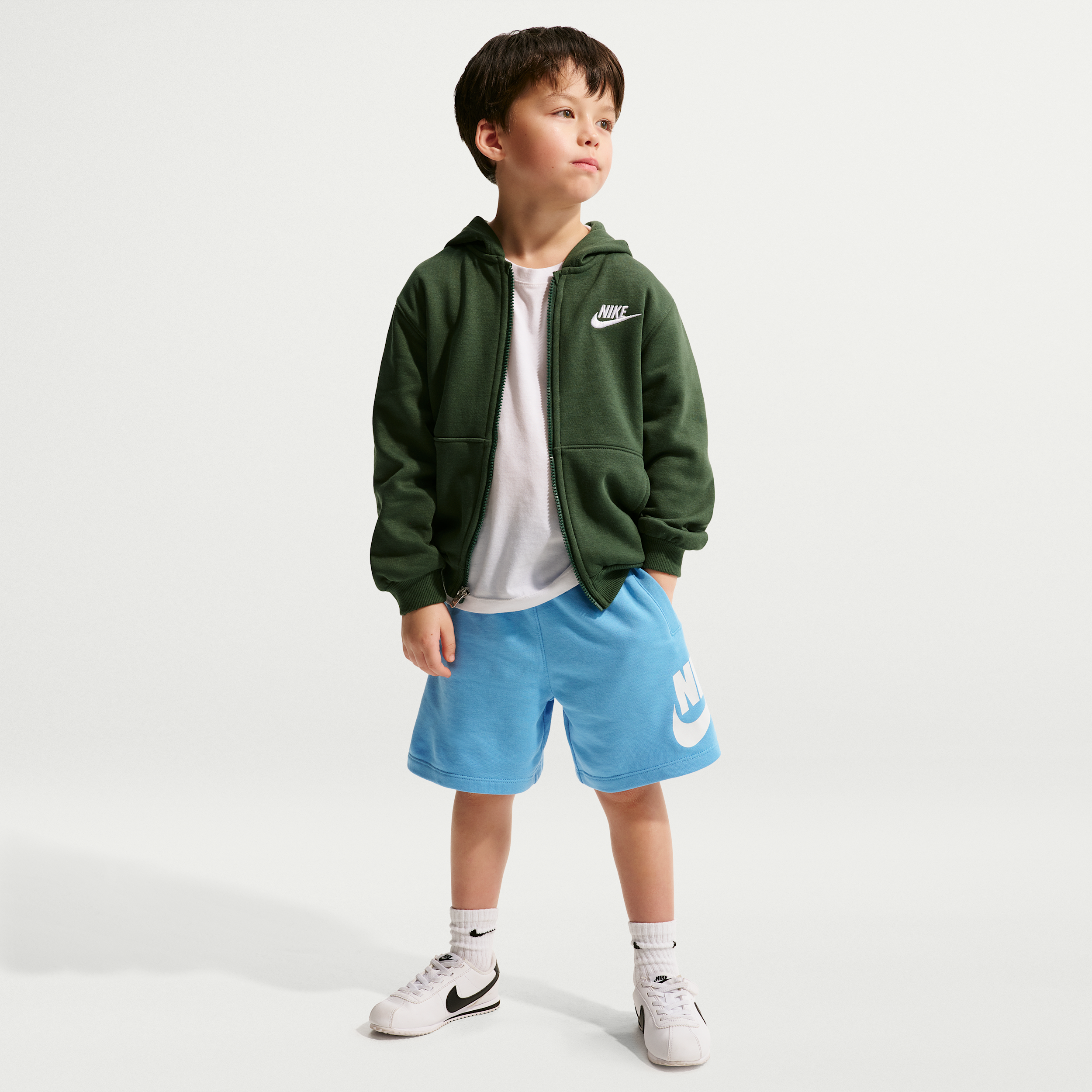 Nike Sportswear Club French Terry Little Kids' Shorts in Blue | 86L100-B9F