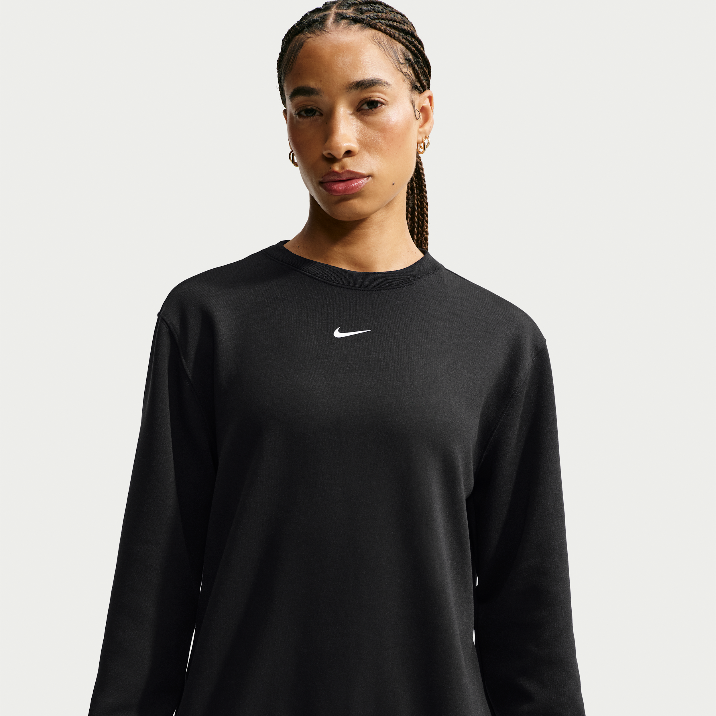 Nike Women's Studio Fleece Sport Dri-FIT Crew-Neck Sweatshirt in Black | IO0428-010