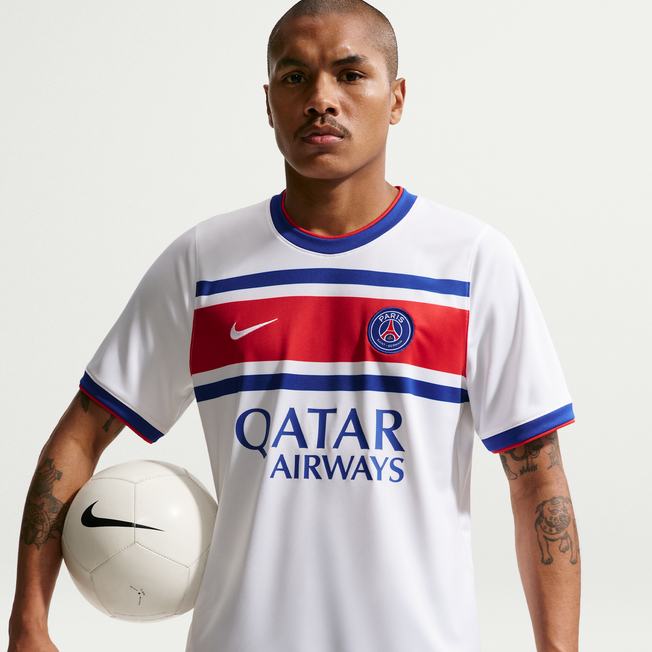 Paris Saint-Germain Home Nike Men's Dri-FIT Soccer Pre-Match Top in White | II1690-101