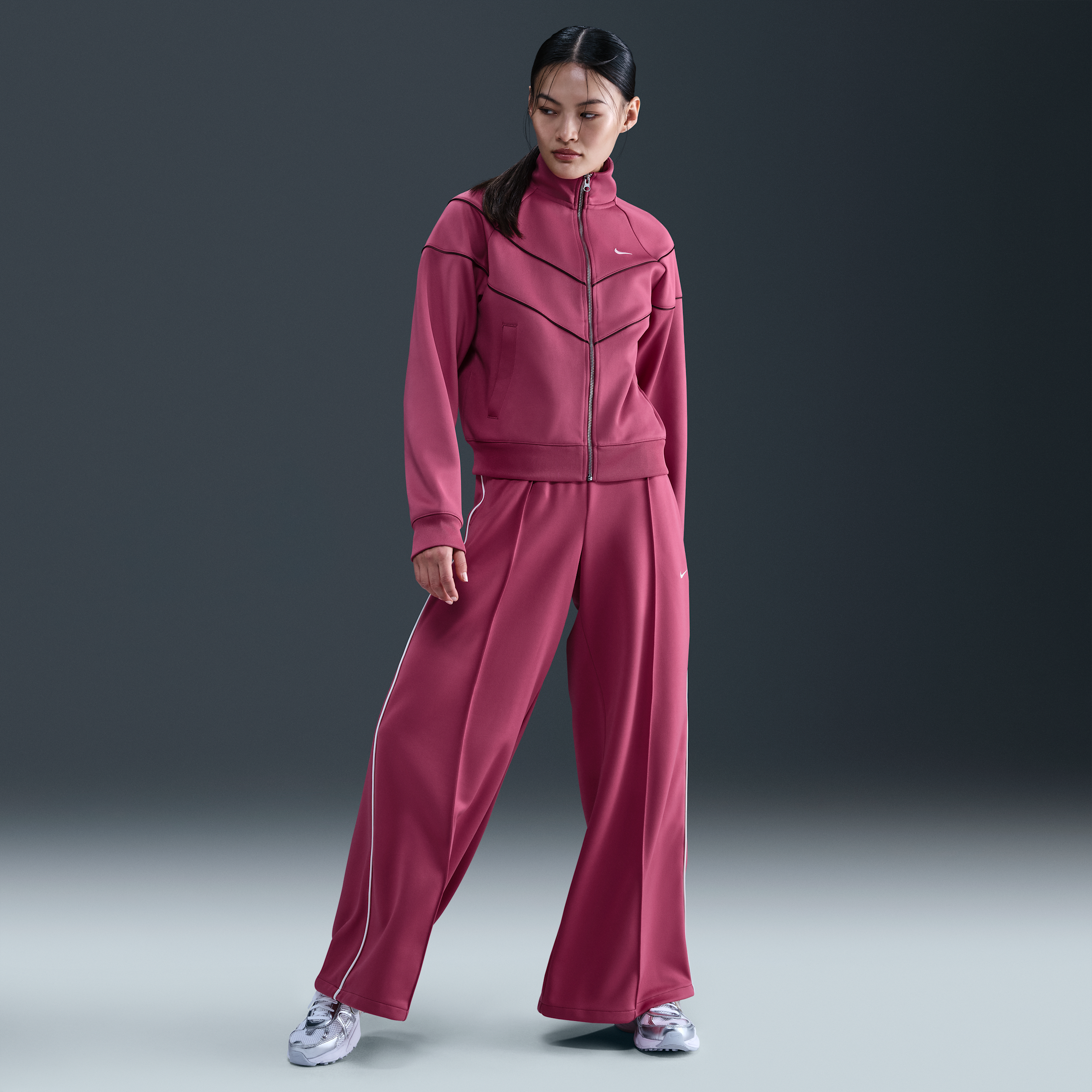 Nike Women's  Sportswear Mid-rise Wide-leg Track Pants In Pink