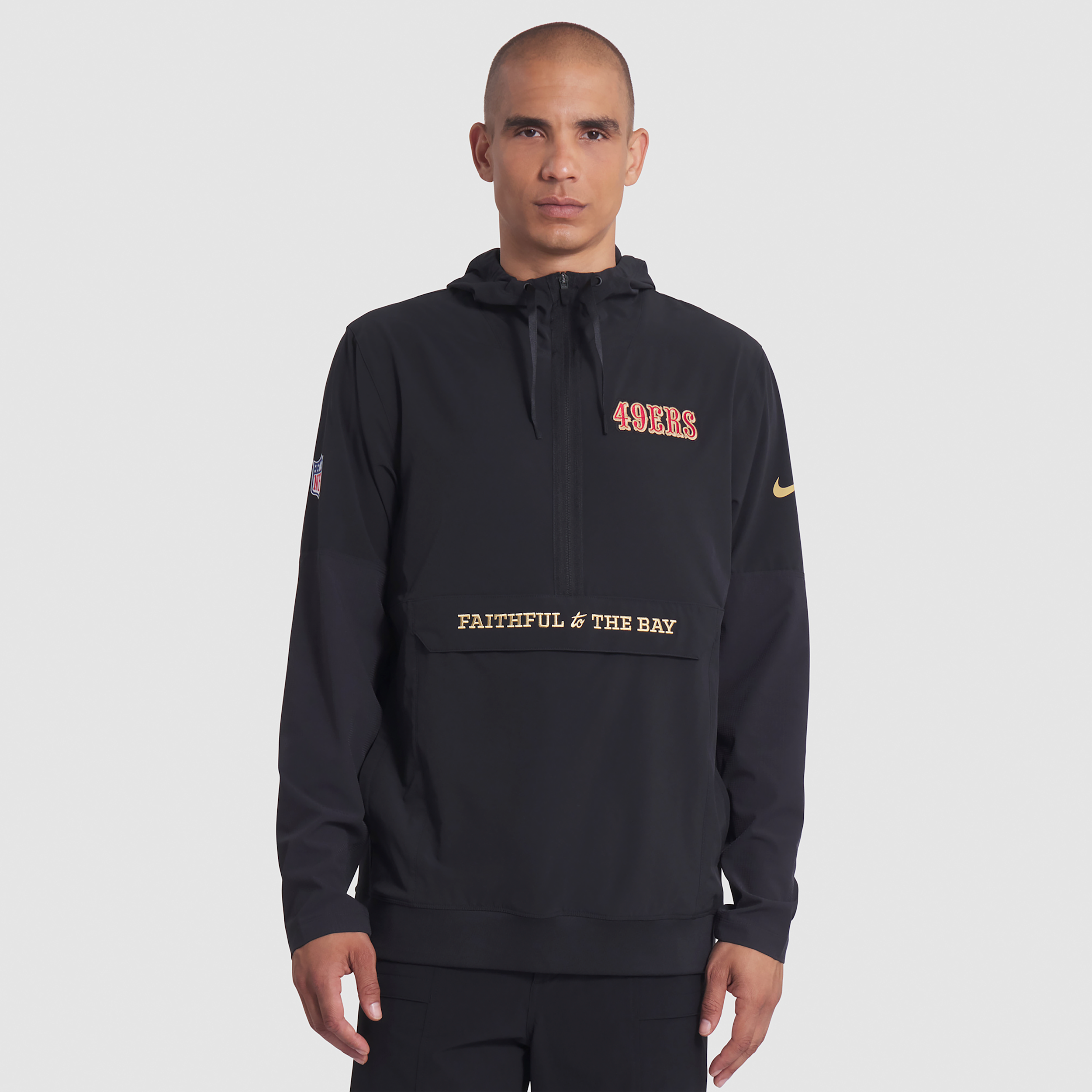 Nike San Francisco 49ers Rivalries Collection Sideline Anorak  Men's Nfl 1/2-zip Hooded Jacket In Black