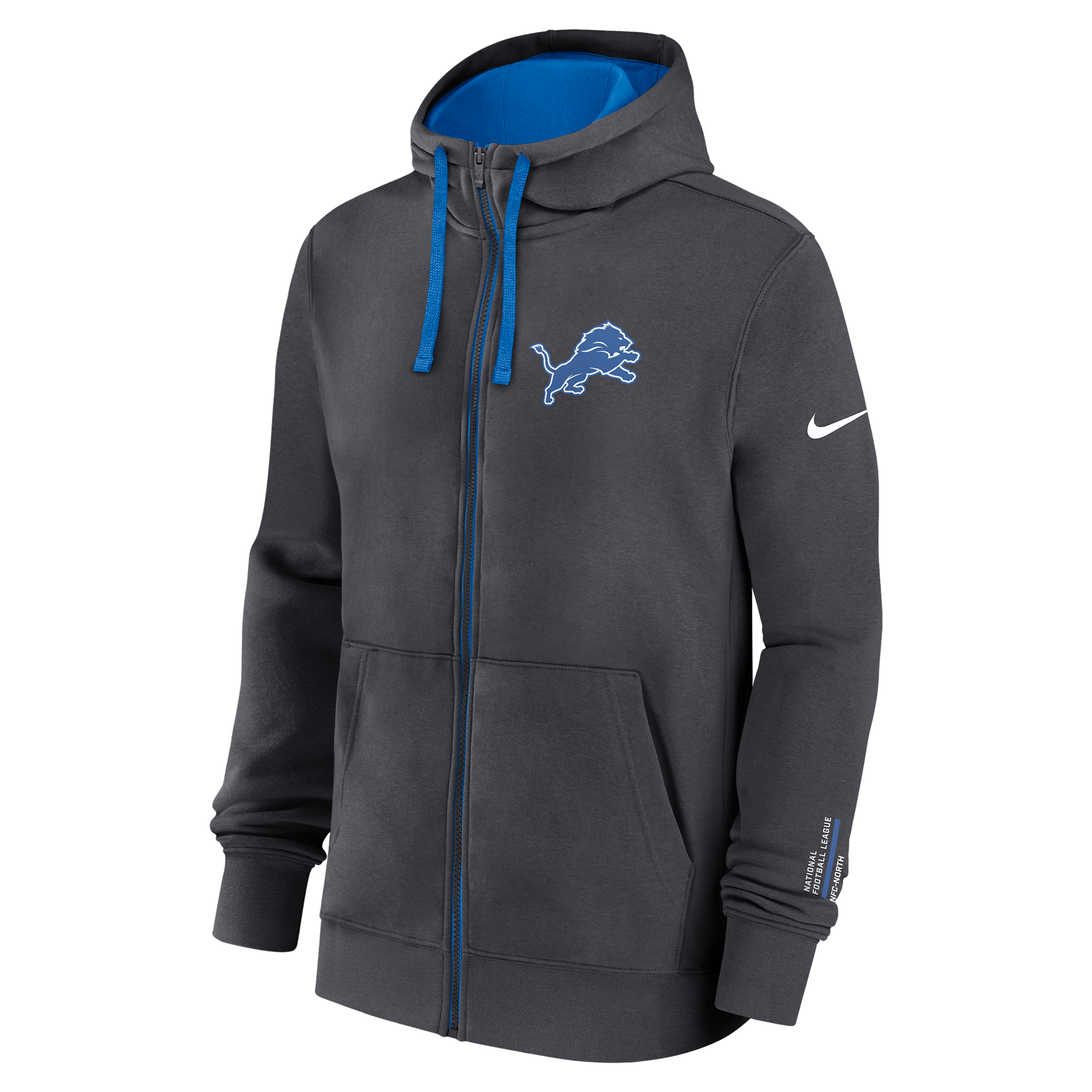 Nike Detroit Lions Playbook Page Club  Men's Nfl Full-zip Hoodie In Gray