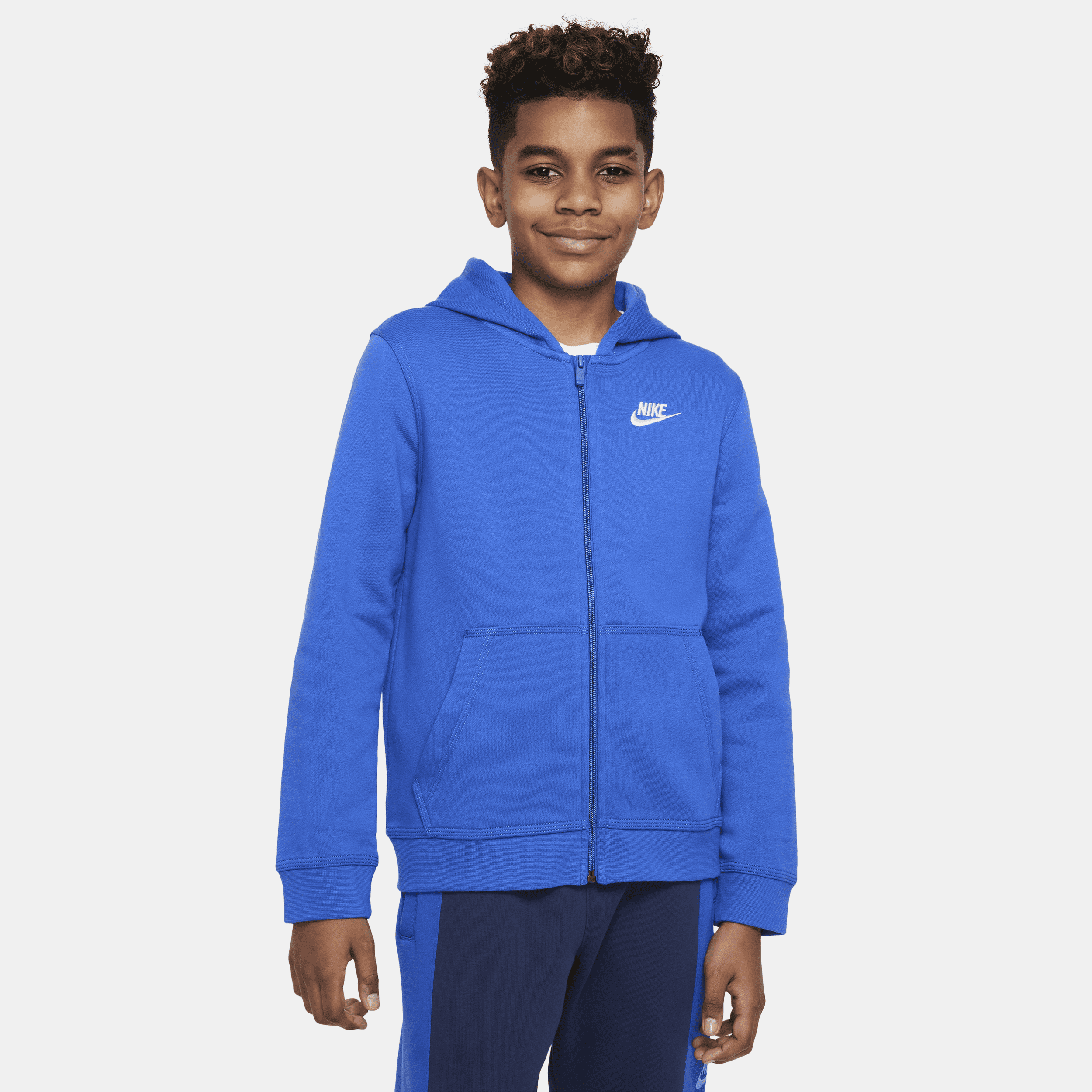 Nike Sportswear Club Big Kids' Full-zip Hoodie In Blue