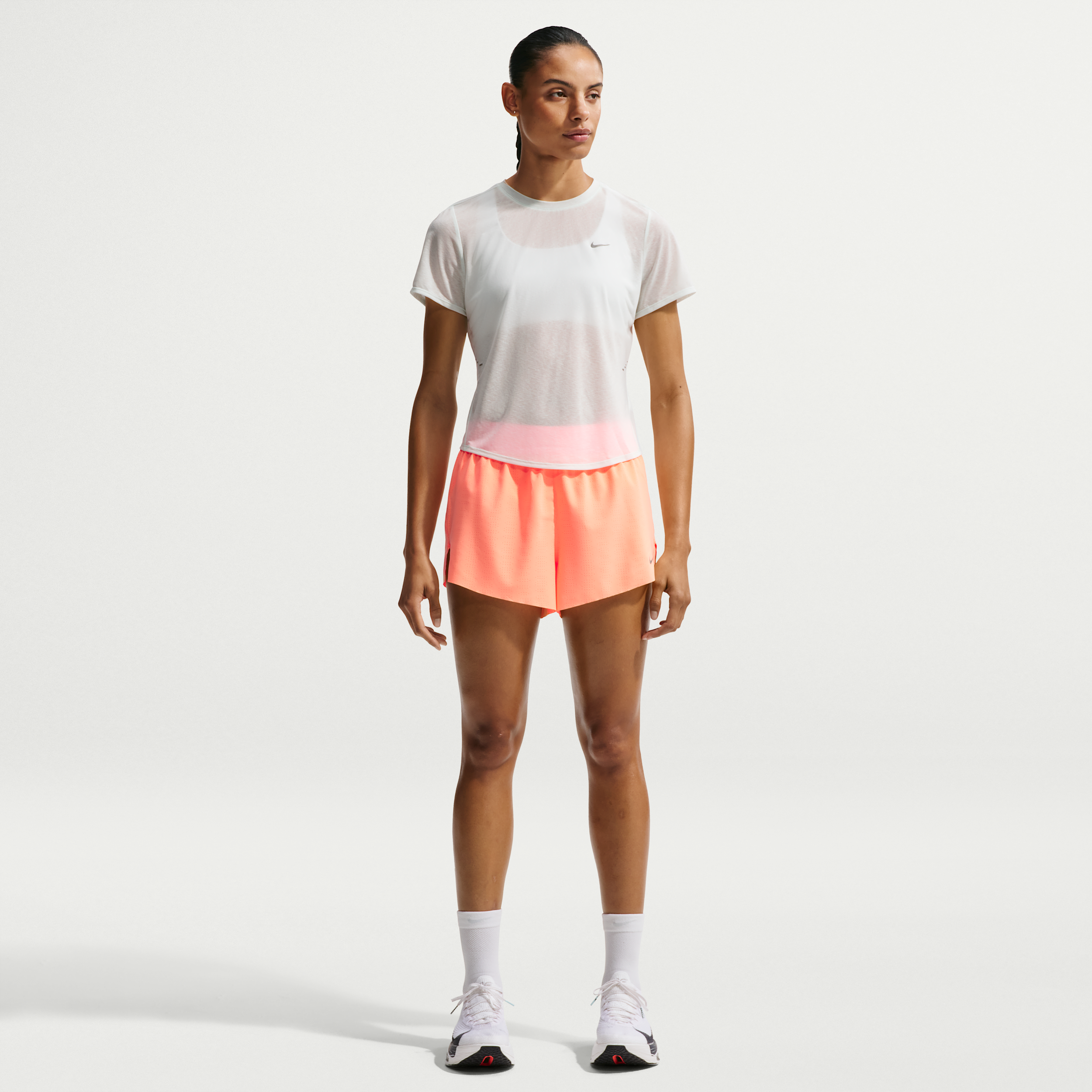 Nike Women's Swift Breathe Dri-FIT Mid-Rise 2.5" Brief-Lined Running Shorts in Orange | IF1678-852