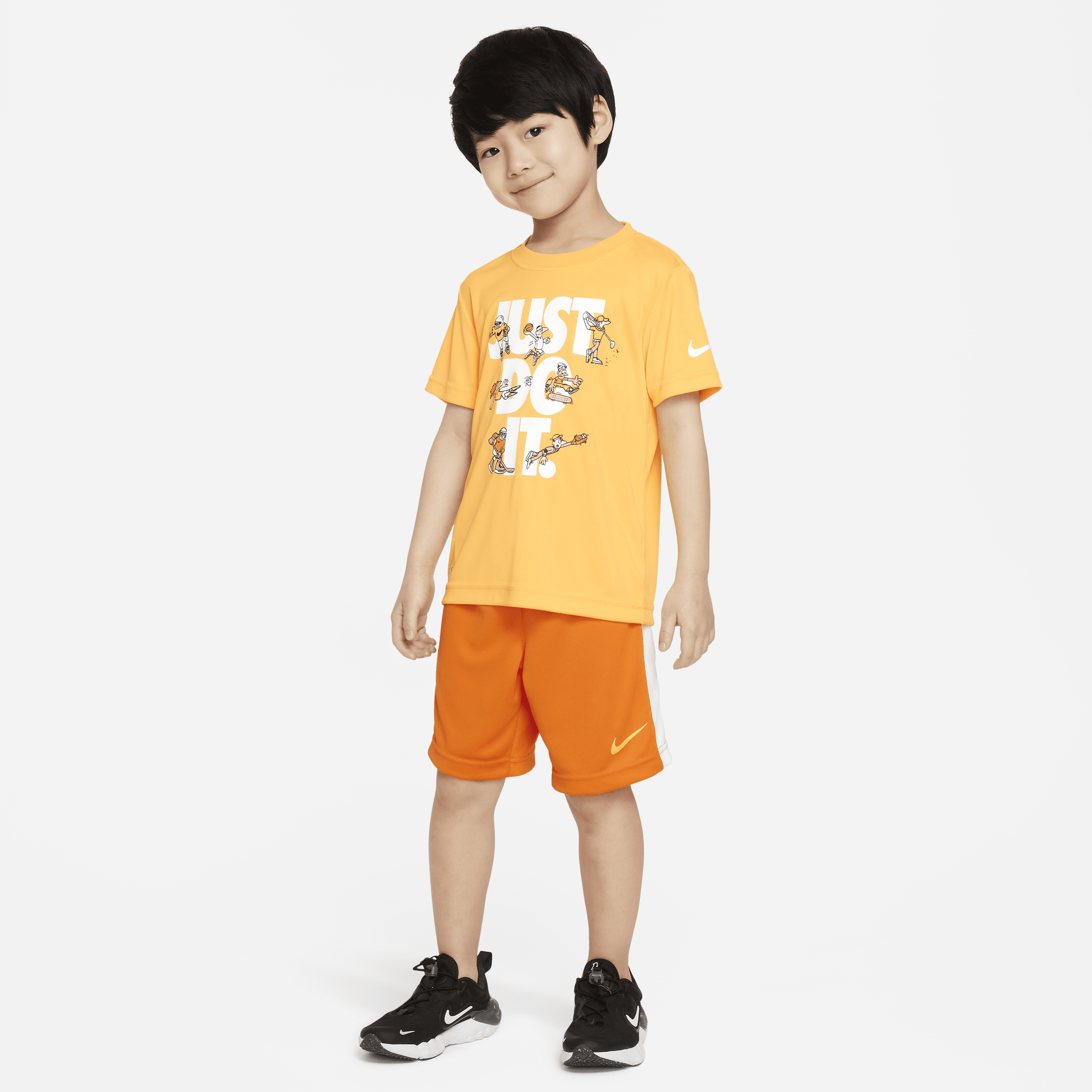 Shop Nike Dri-fit Little Kids' Shorts Set In Orange