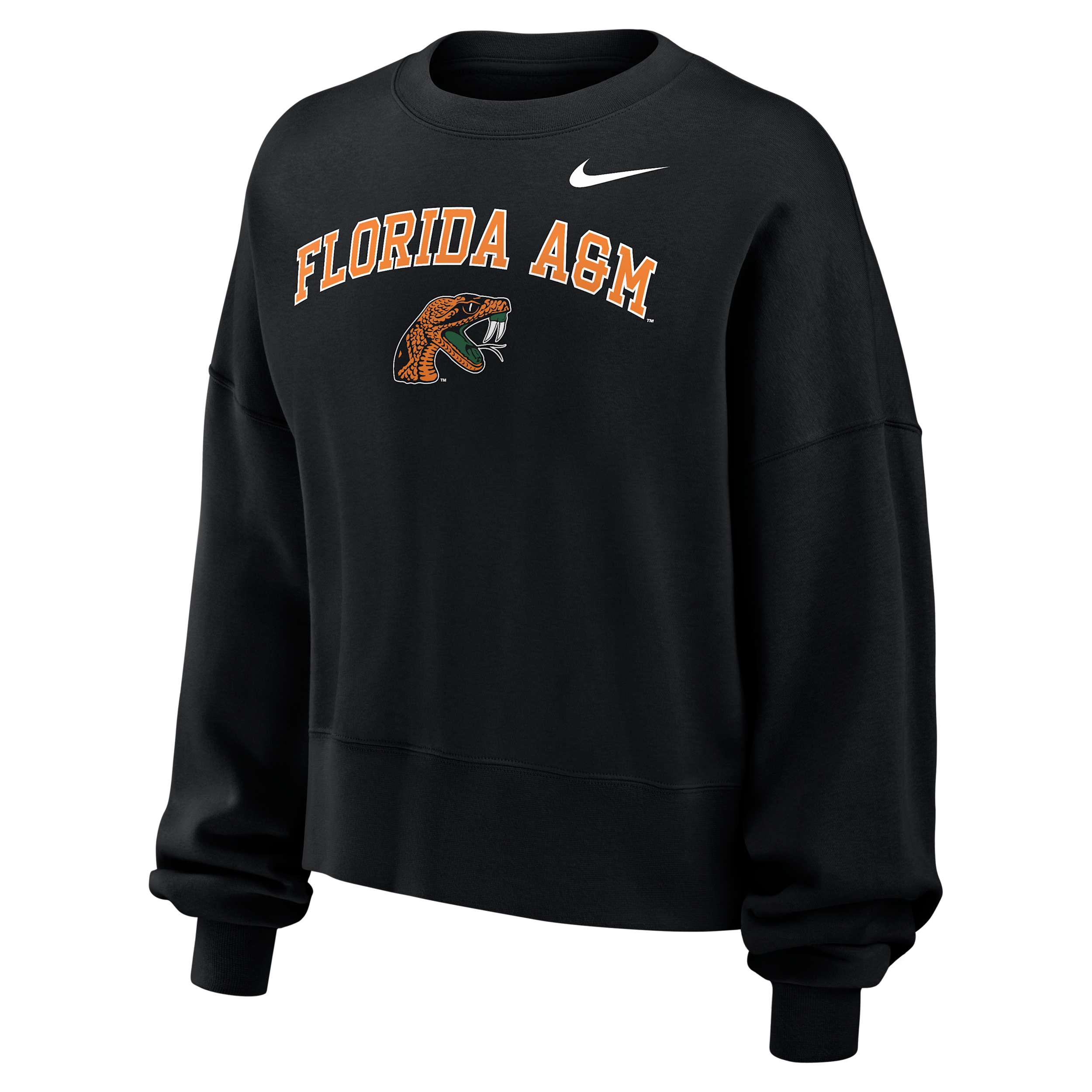 Nike Women's College (Florida A&M University) Phoenix Fleece Crewneck Sweatshirt in Black | W33302FAMU26-BLK