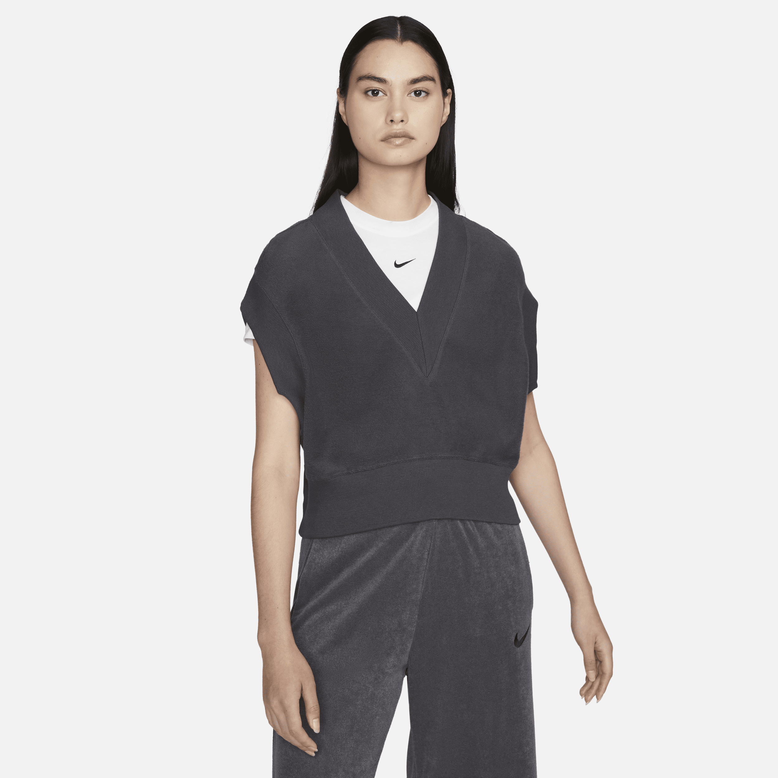 Shop Nike Women's  Sportswear Collection Reverse French Terry Vest In Grey