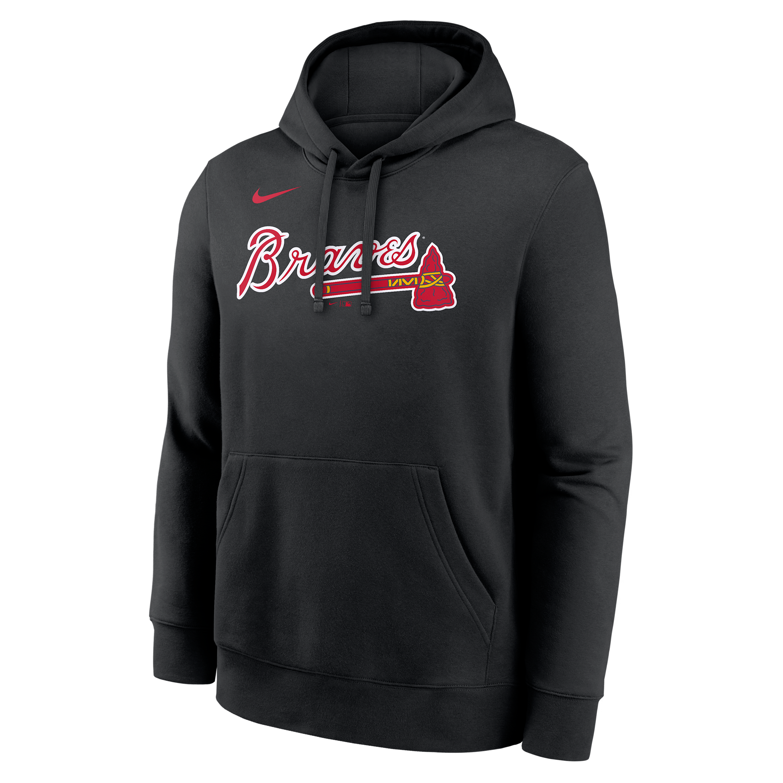 Atlanta Braves Club Nike Men's MLB Pullover Hoodie in Black | NKDK00AAW-TXY