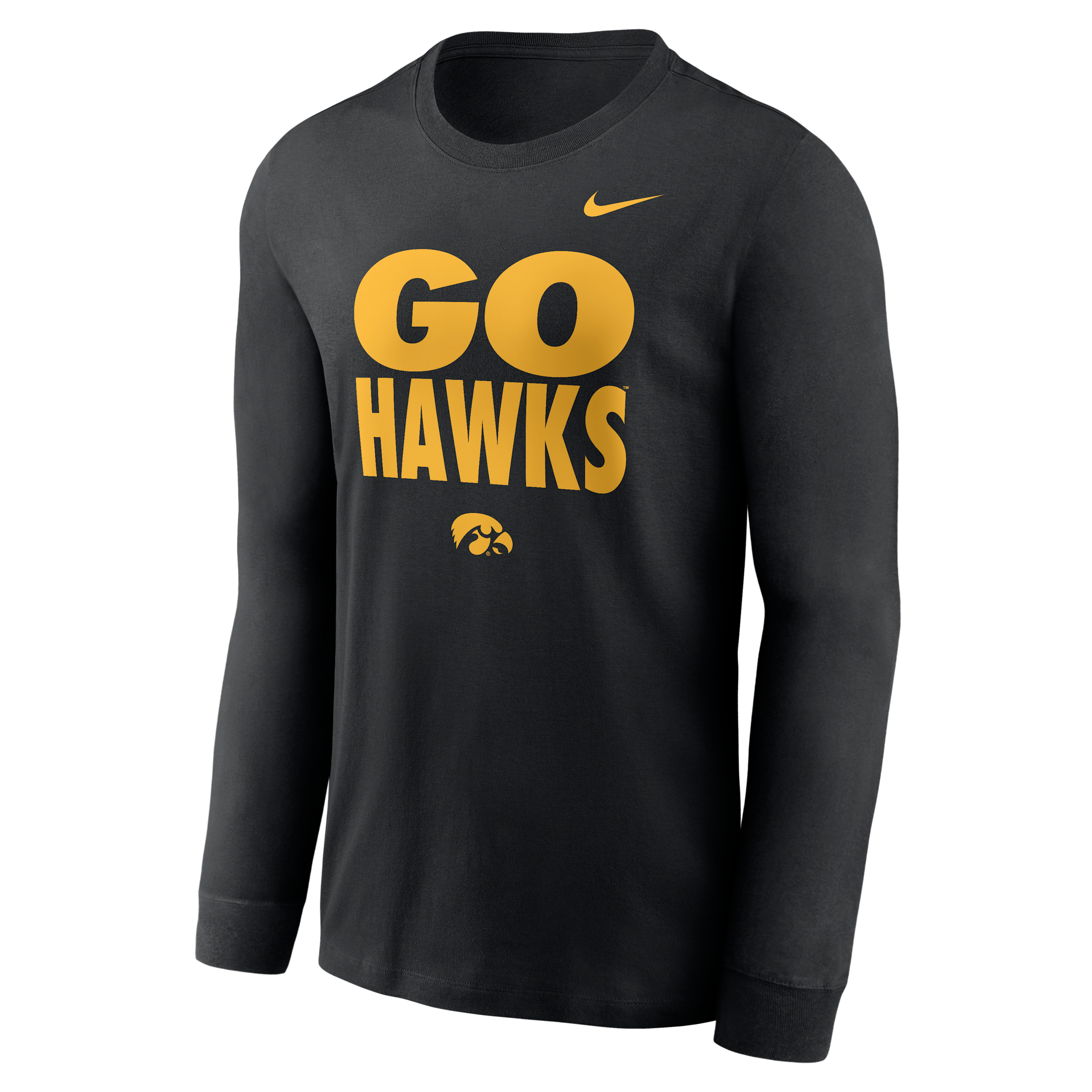 Iowa Sideline Slogan Nike Men's Dri-FIT College Long-Sleeve T-Shirt in Black | 02EW00AIA-H2B