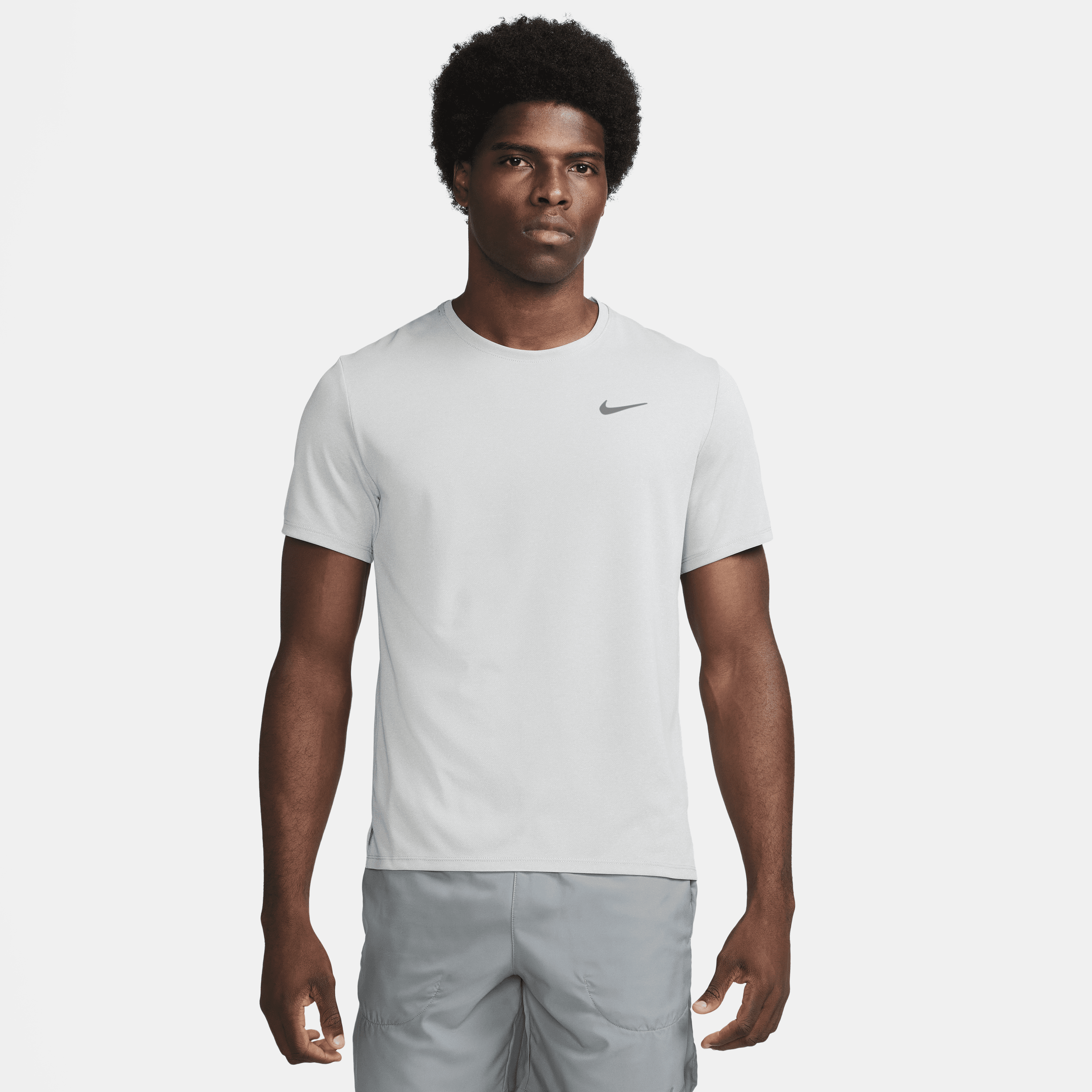 Nike Men's Miler Dri-fit Uv Short-sleeve Running Top In Grey