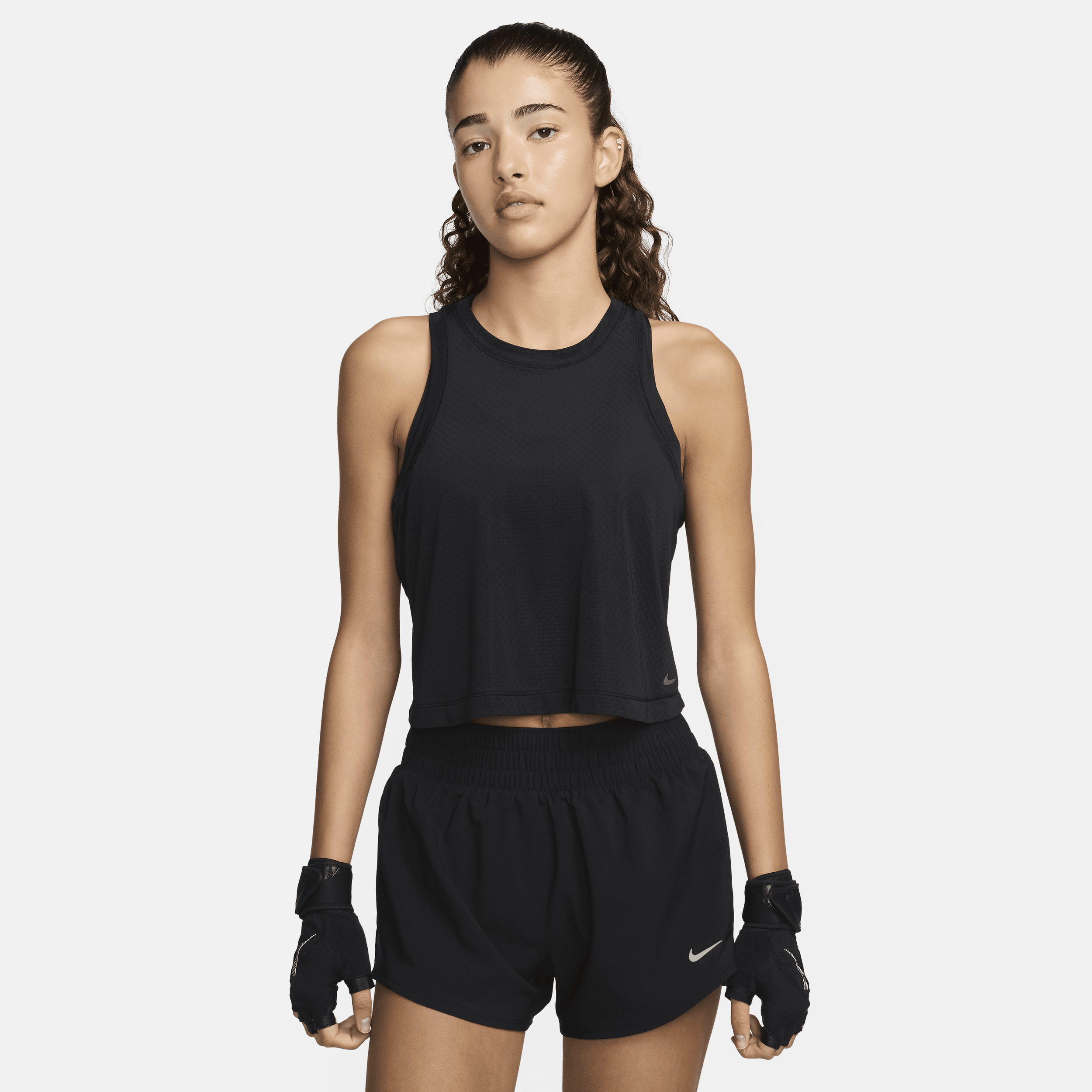Shop Nike Women's One Classic Breathe Dri-fit Cropped Tank Top In Black