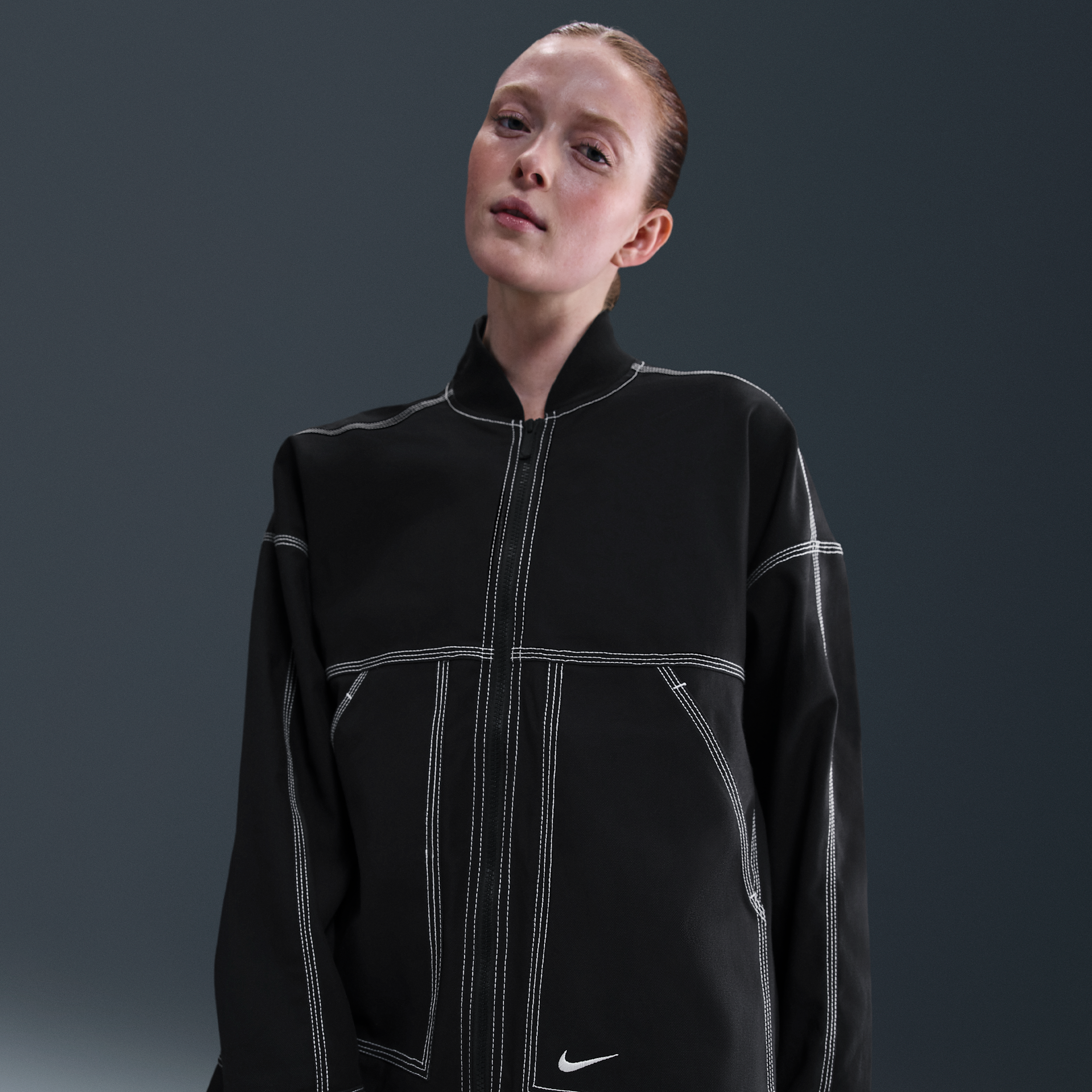 Nike Women's  Sportswear Oversized Graphic Cargo Jacket In Black