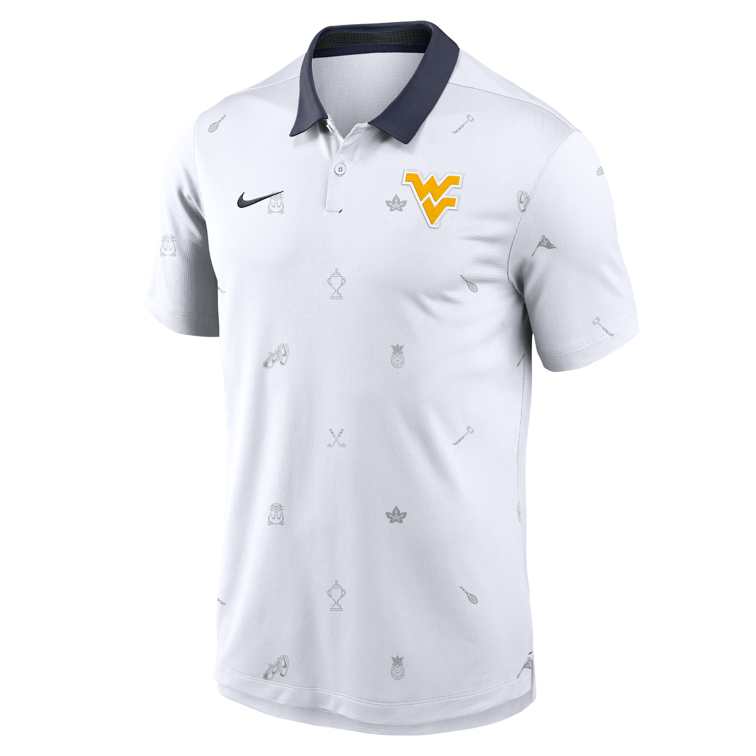 West Virginia Vapor Pattern Nike Men's Dri-FIT College Polo in White | 00HT081KWVN-RNS
