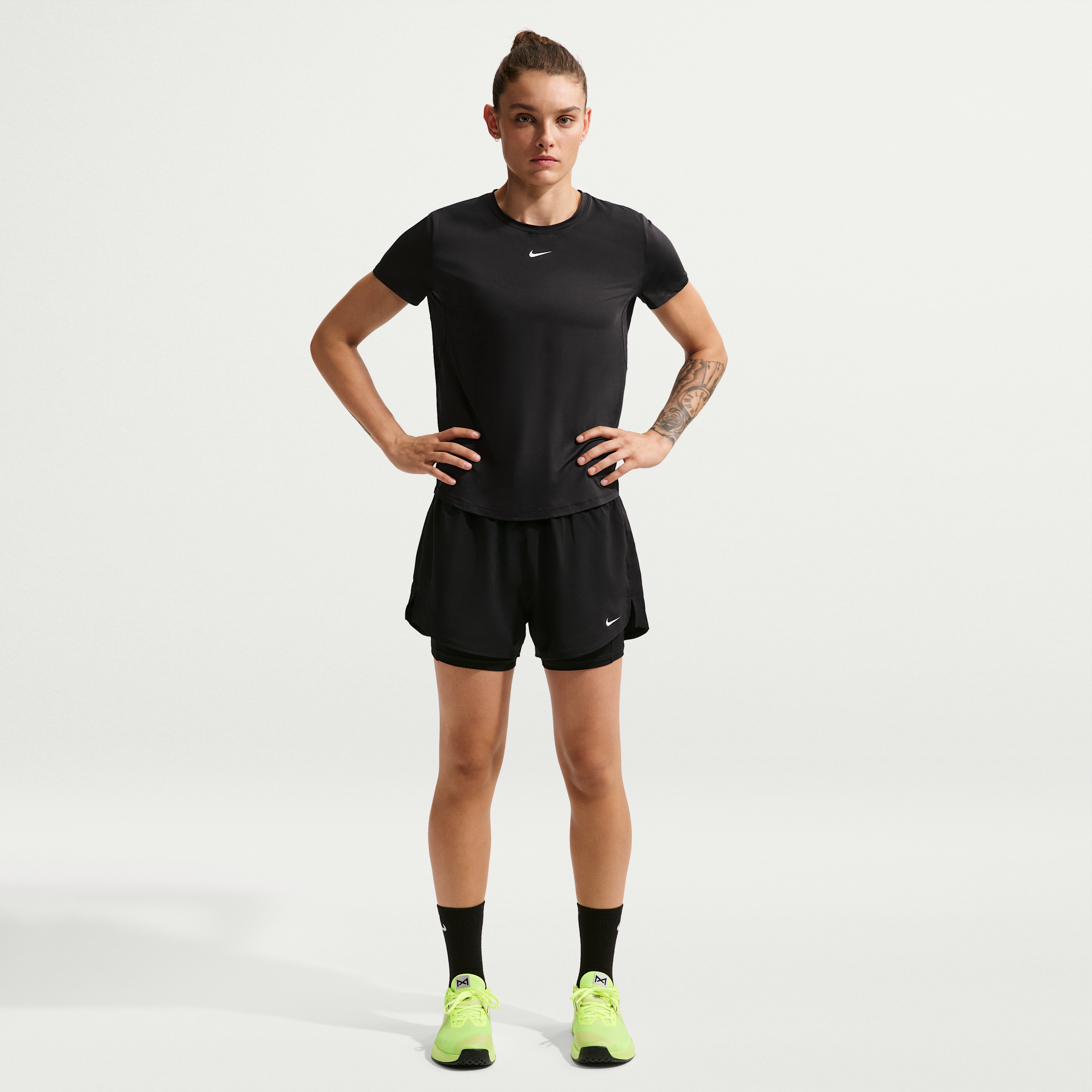 Nike Women's One Dri-FIT High-Waisted 3" 2-in-1 Shorts in Black | DX6016-011
