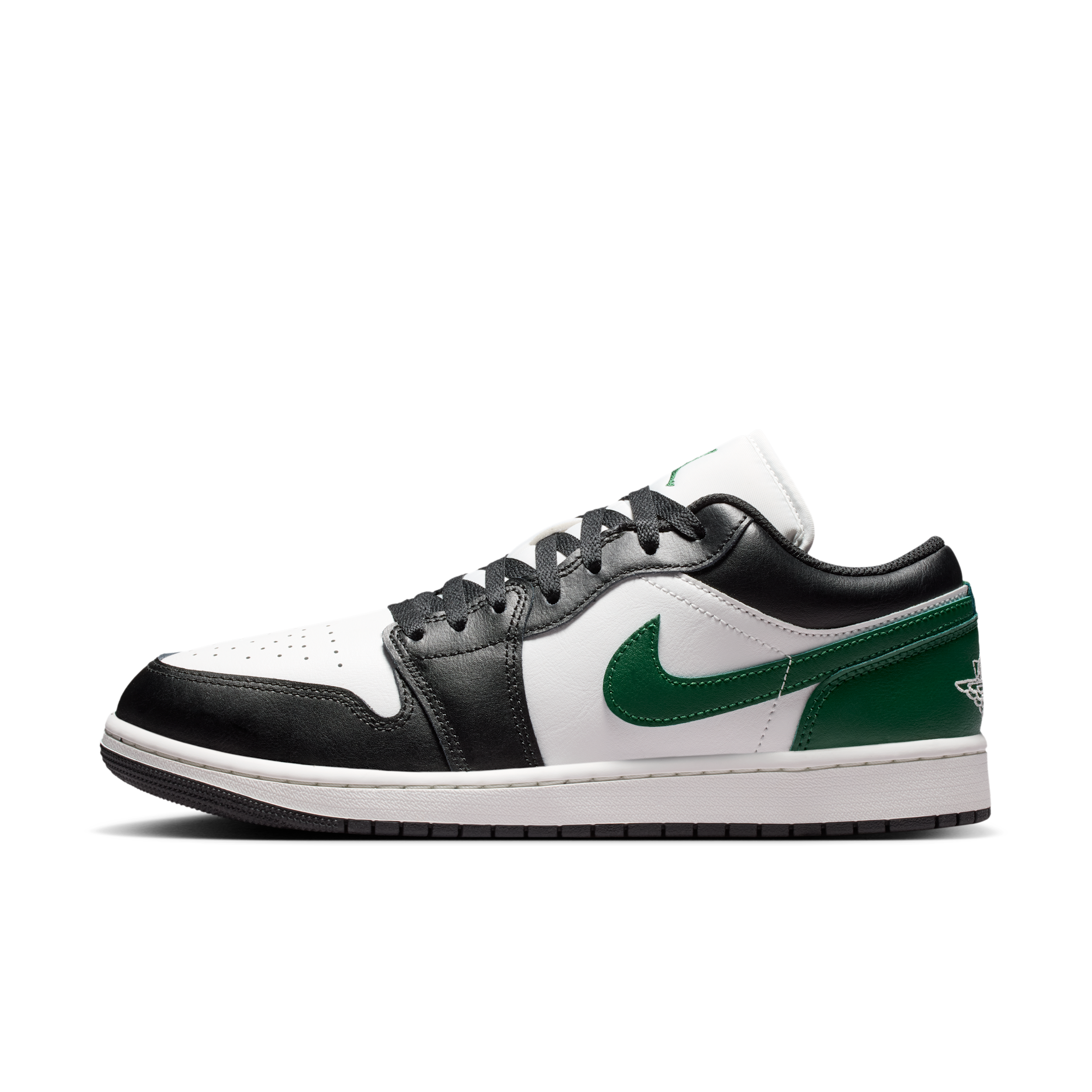Air Jordan 1 Low Shoes, Men's, M12.5/W14, Black/Summit White/Gorge Green