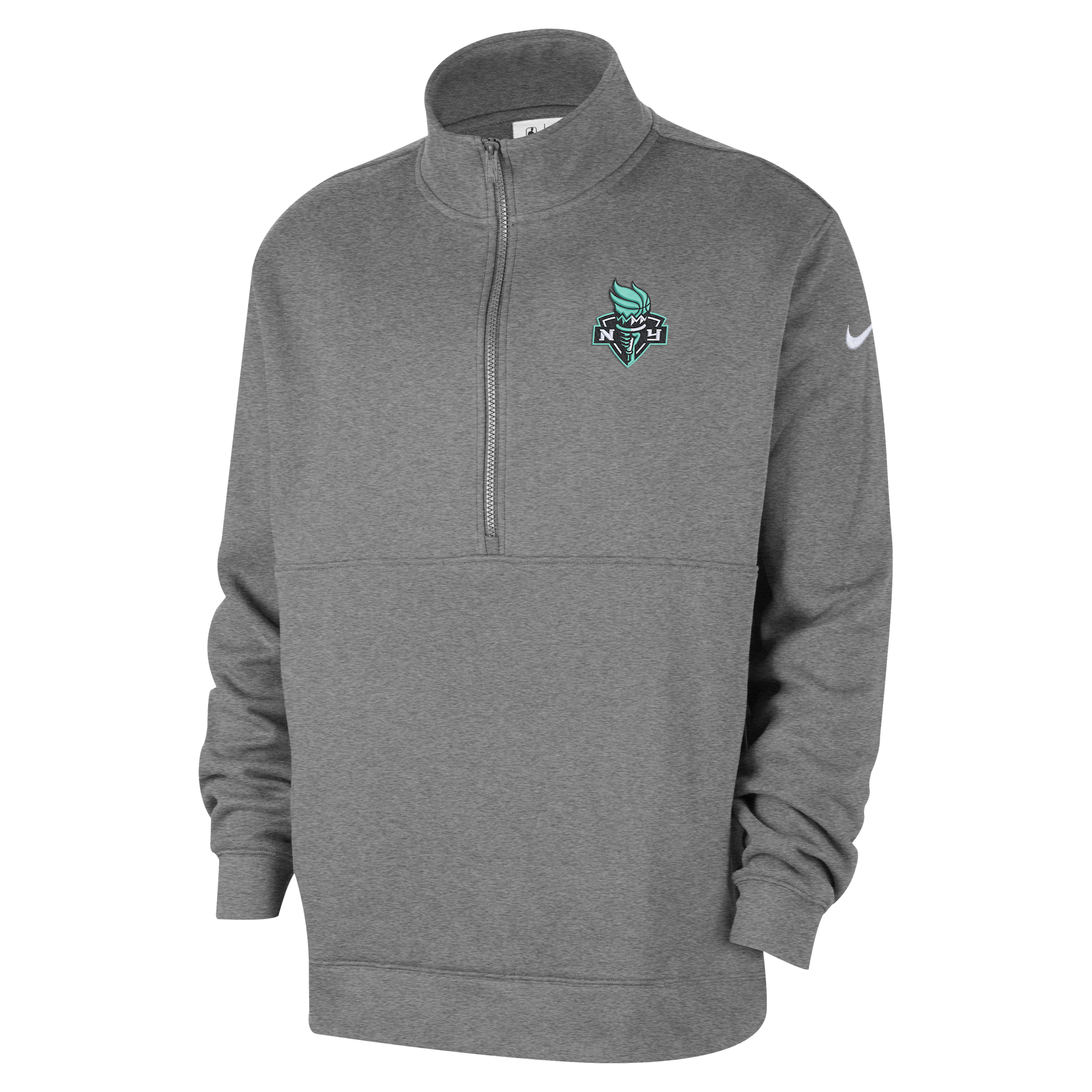 Nike Men's Heather Gray New York Liberty React Club Half-Zip Pullover Sweatshirt - Heather Gray