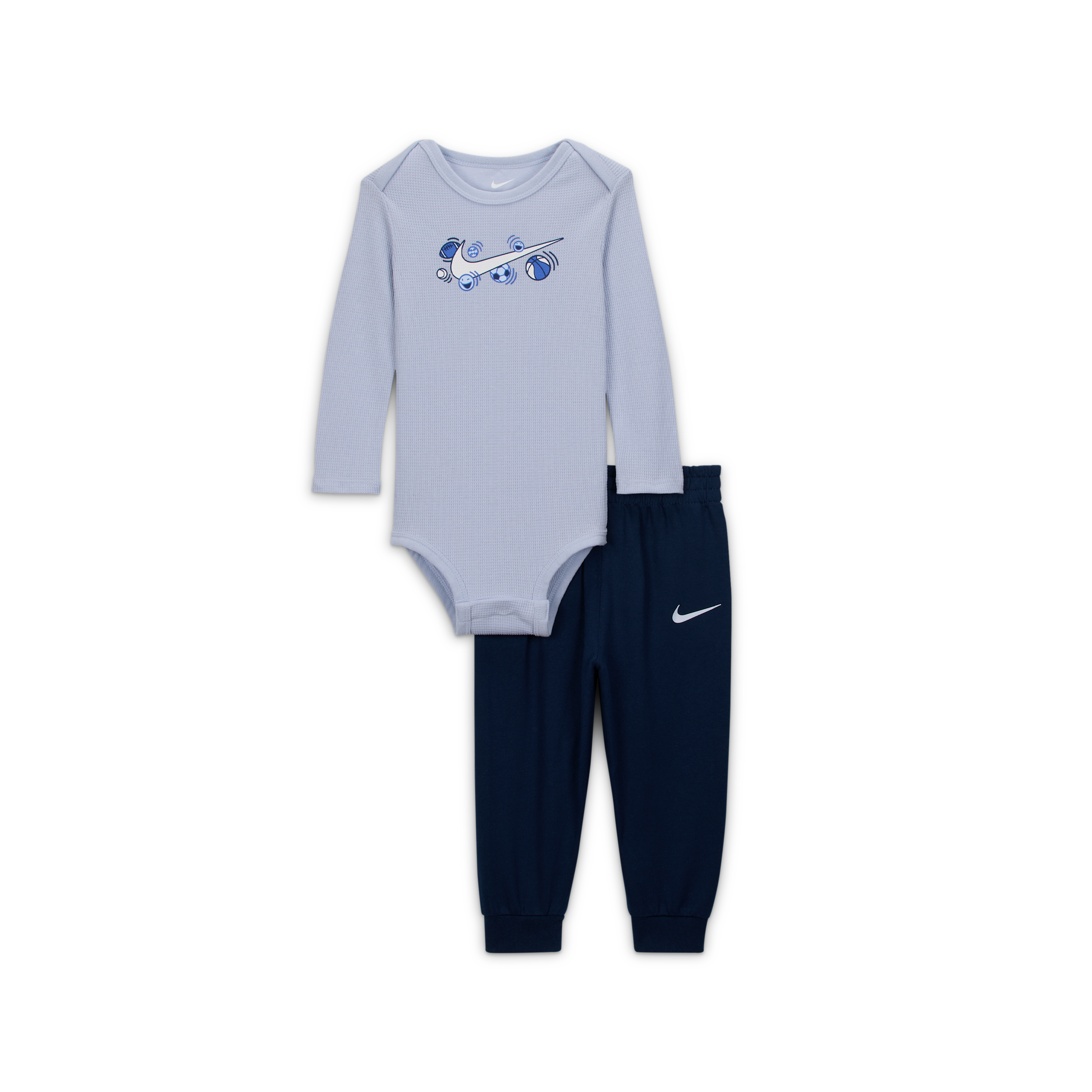 Nike Play For All Baby (0-) Long Sleeve Bodysuit And Pants Set In Blue