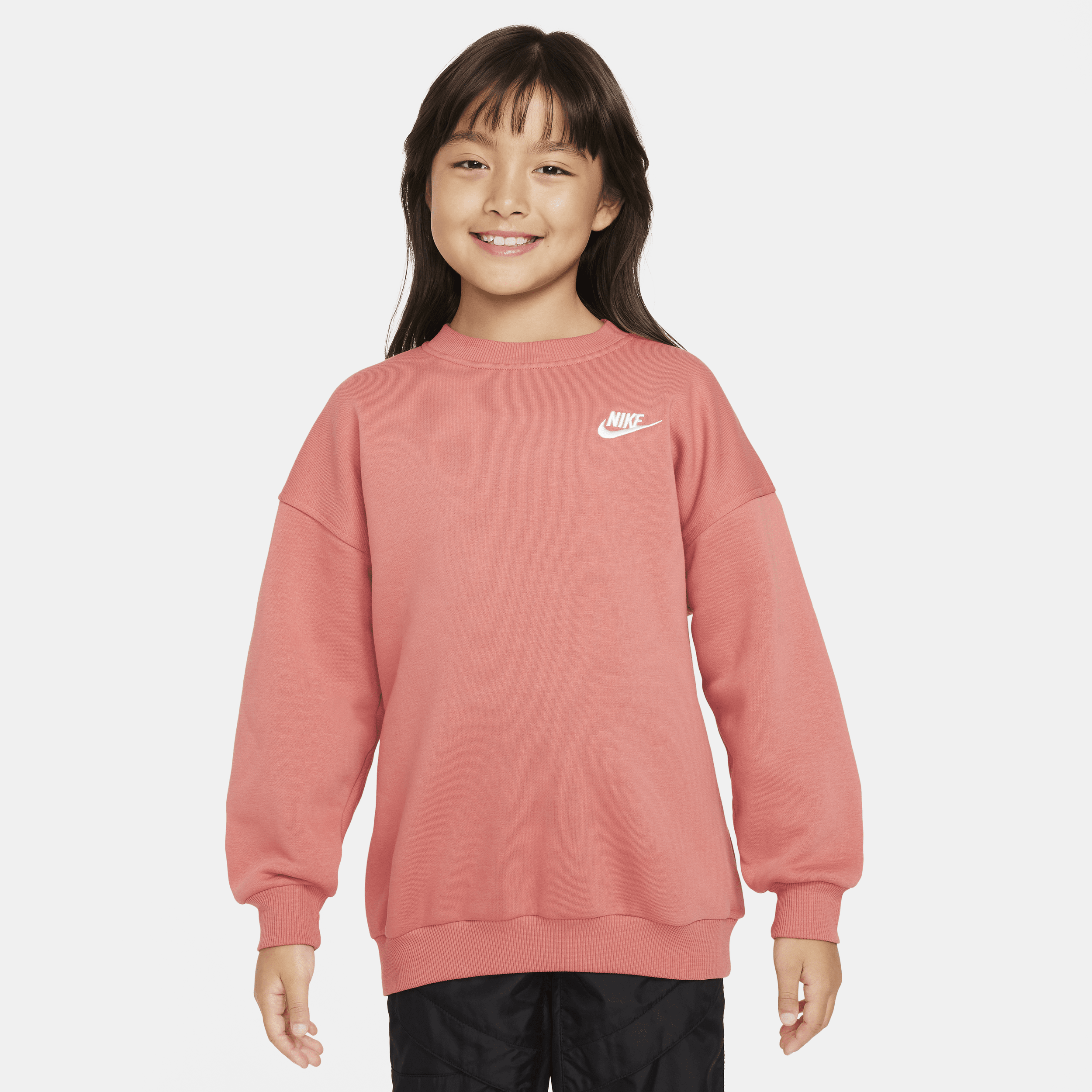 Nike Sportswear Club Fleece Big Kids' (girls') Oversized Sweatshirt In Red