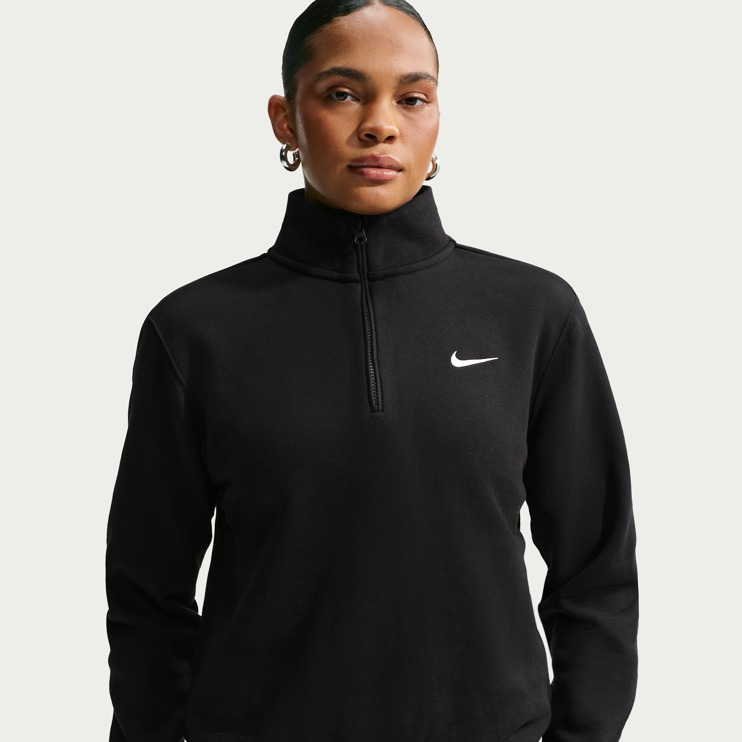 Nike Womens High Neck Long Sleeve Active Quarter-Zip Pullover, Medium, Black