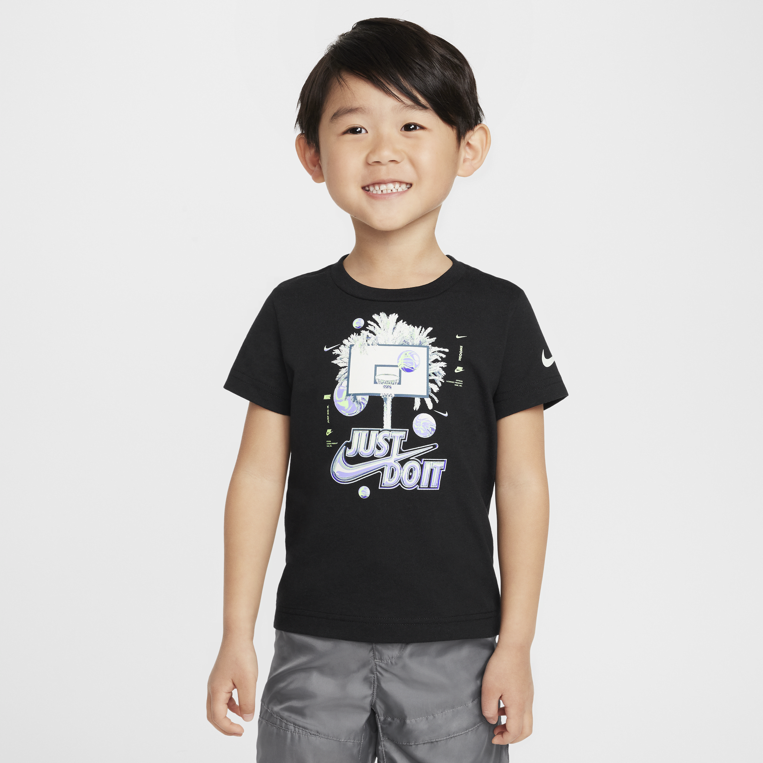 Shop Nike Toddler Palm Tree Hoop Jdi T-shirt In Black