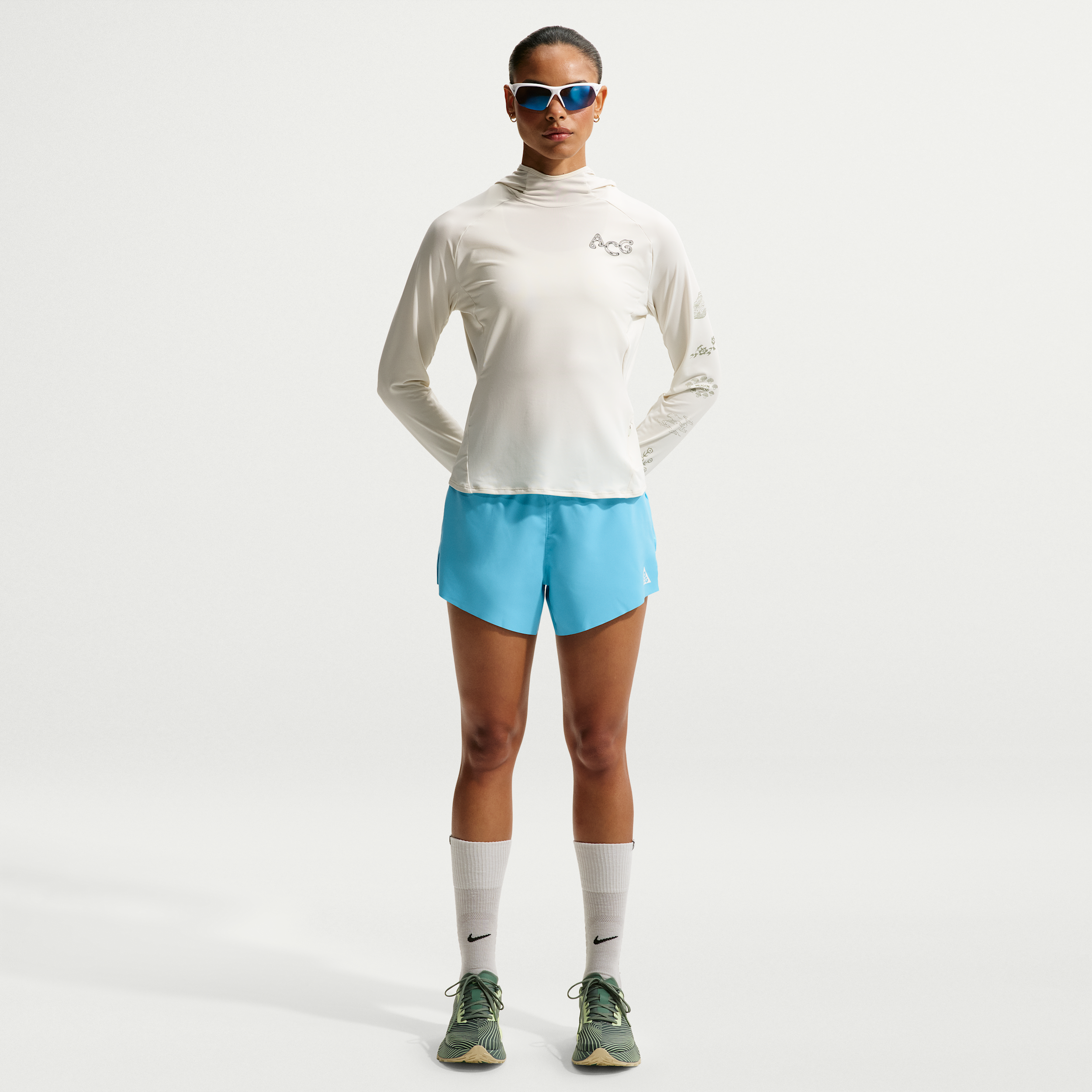Women's Nike ACG Dri-FIT 4" Brief-Lined Trail Running Shorts in Blue | IO9649-416