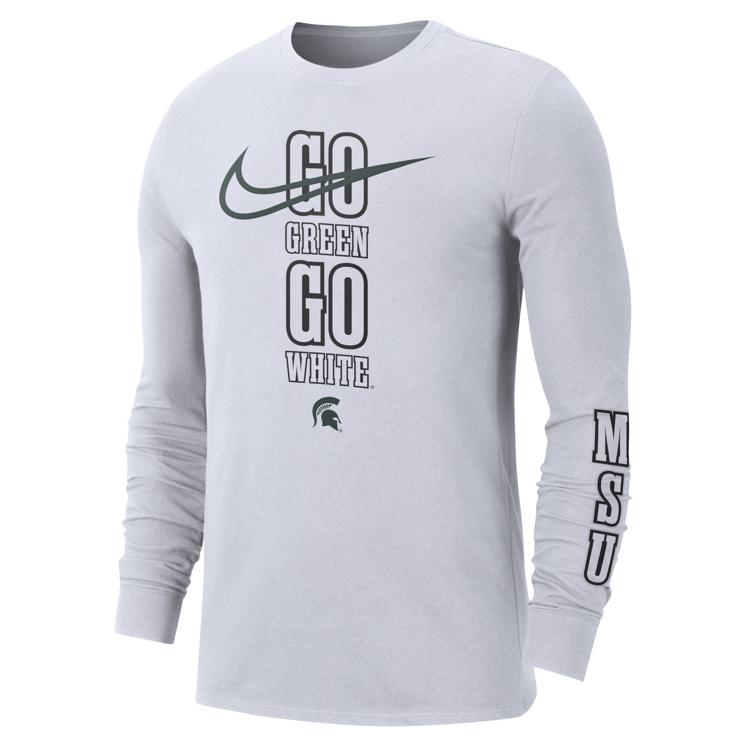 Nike Michigan State Back 2 School  Men's College Crew-neck Long-sleeve T-shirt In White