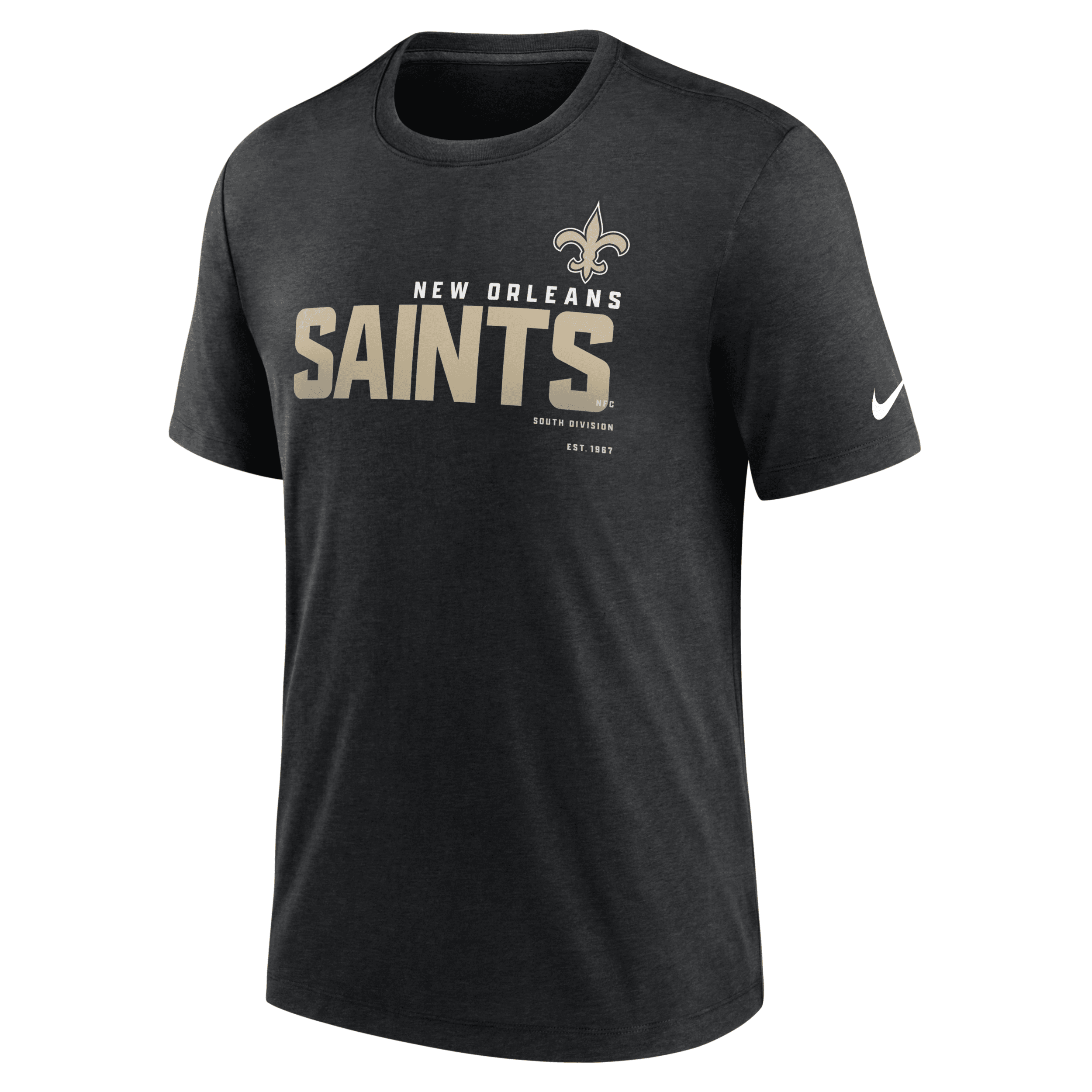 Nike Heather Black New Orleans Saints Team Tri-blend T-shirt In Black
