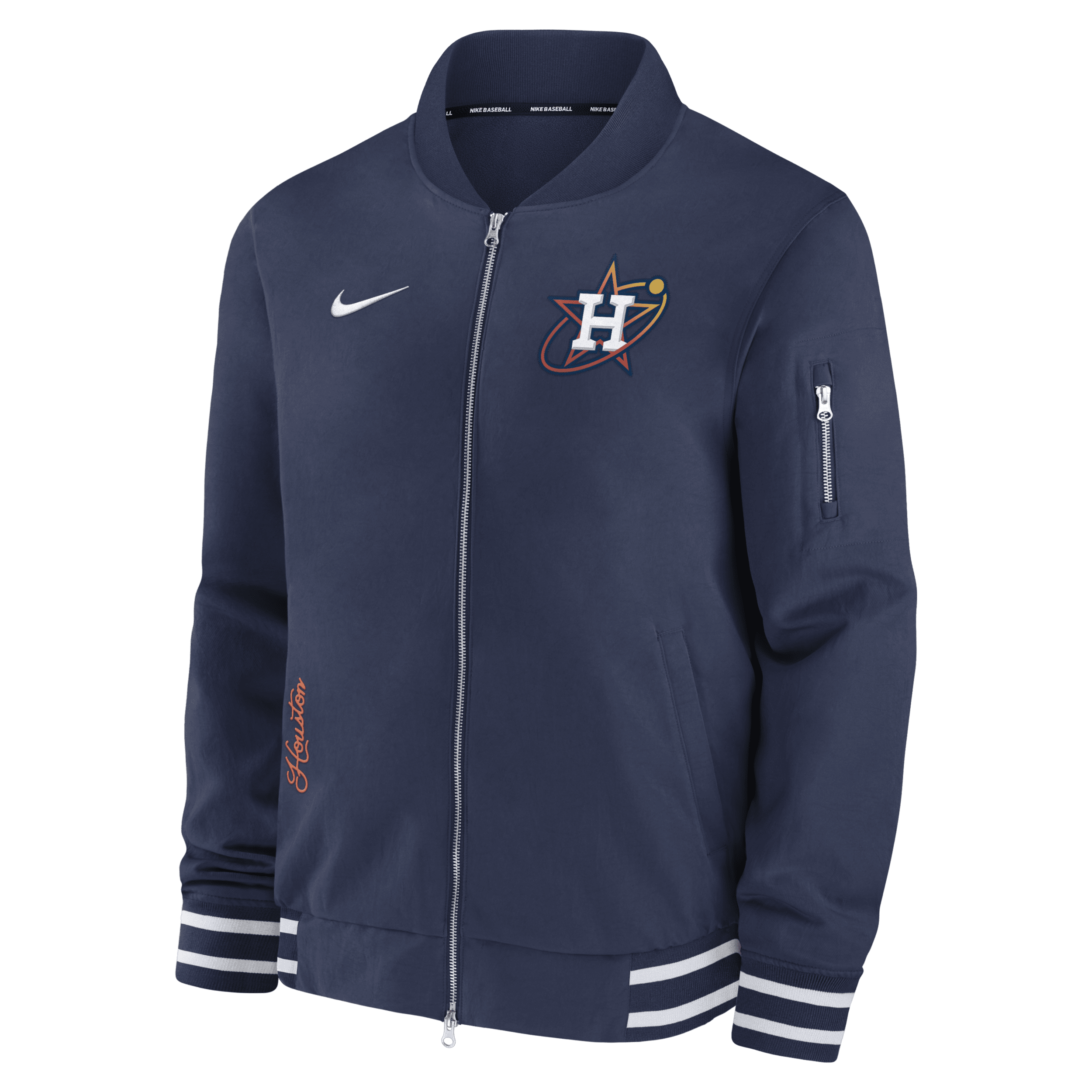 Shop Nike Houston Astros Authentic Collection City Connect Game Time  Men's Mlb Full-zip Bomber Jacket In Blue