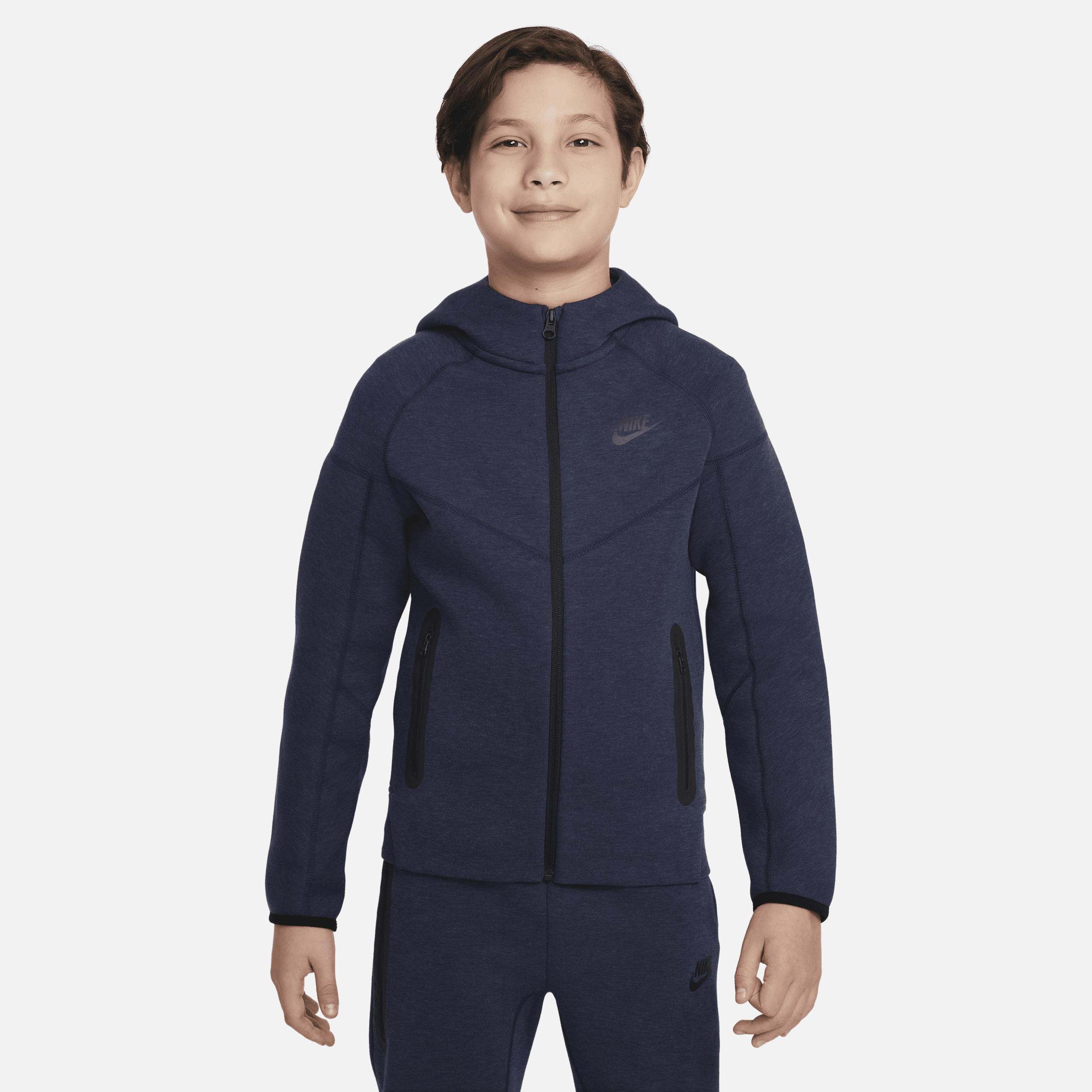 Nike Sportswear Tech Fleece Big Kids' (boys') Full-zip Hoodie In Blue