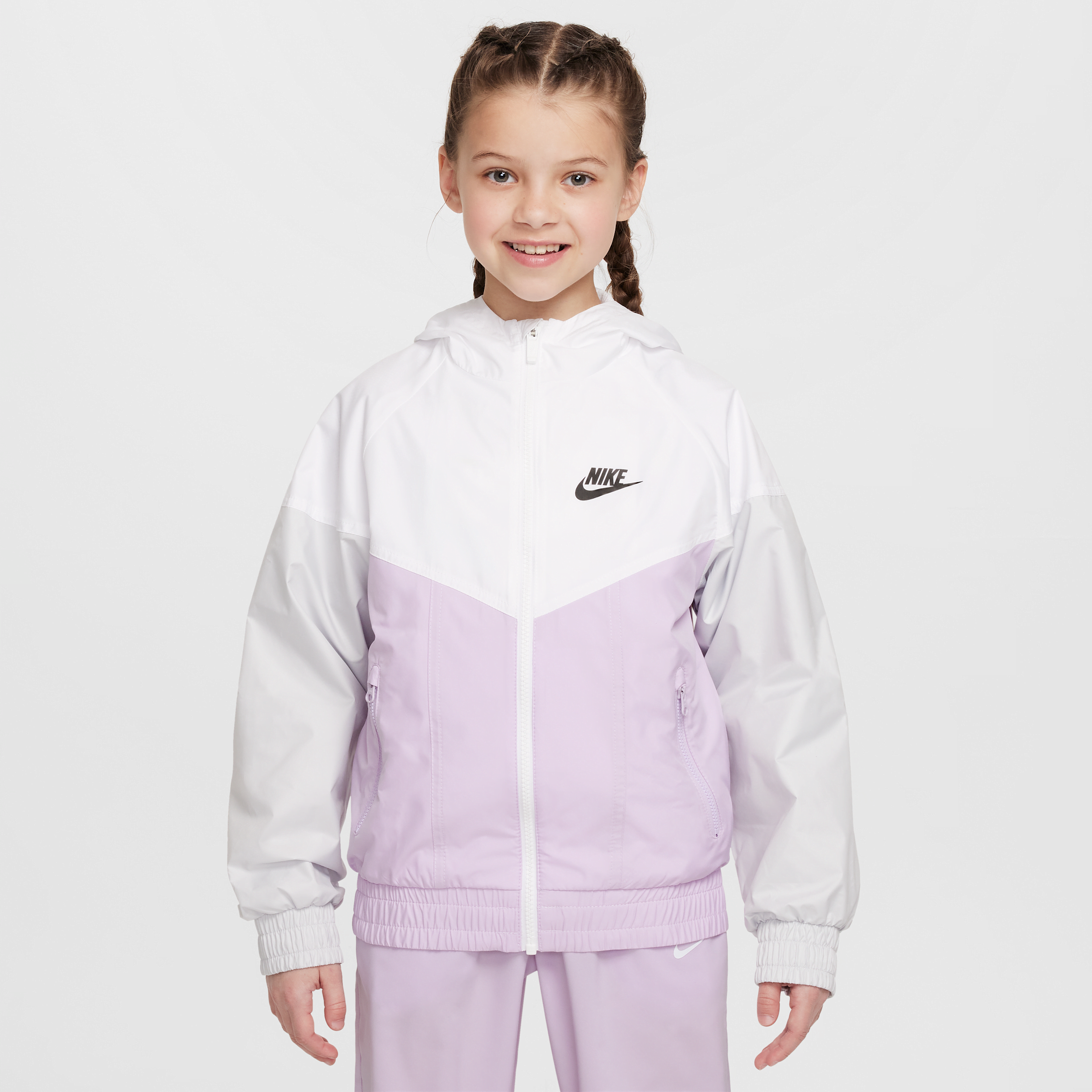 Nike Sportswear Windrunner Big Kids' Hooded Repel Jacket In White