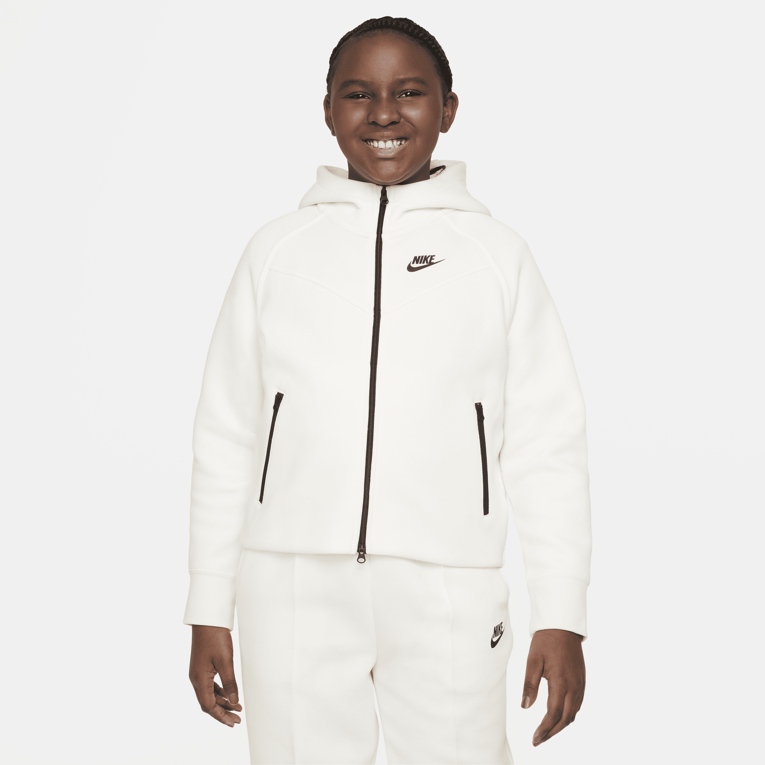Nike Sportswear Tech Fleece Big Kids' (girls') Full-zip Hoodie (extended Size) In Brown