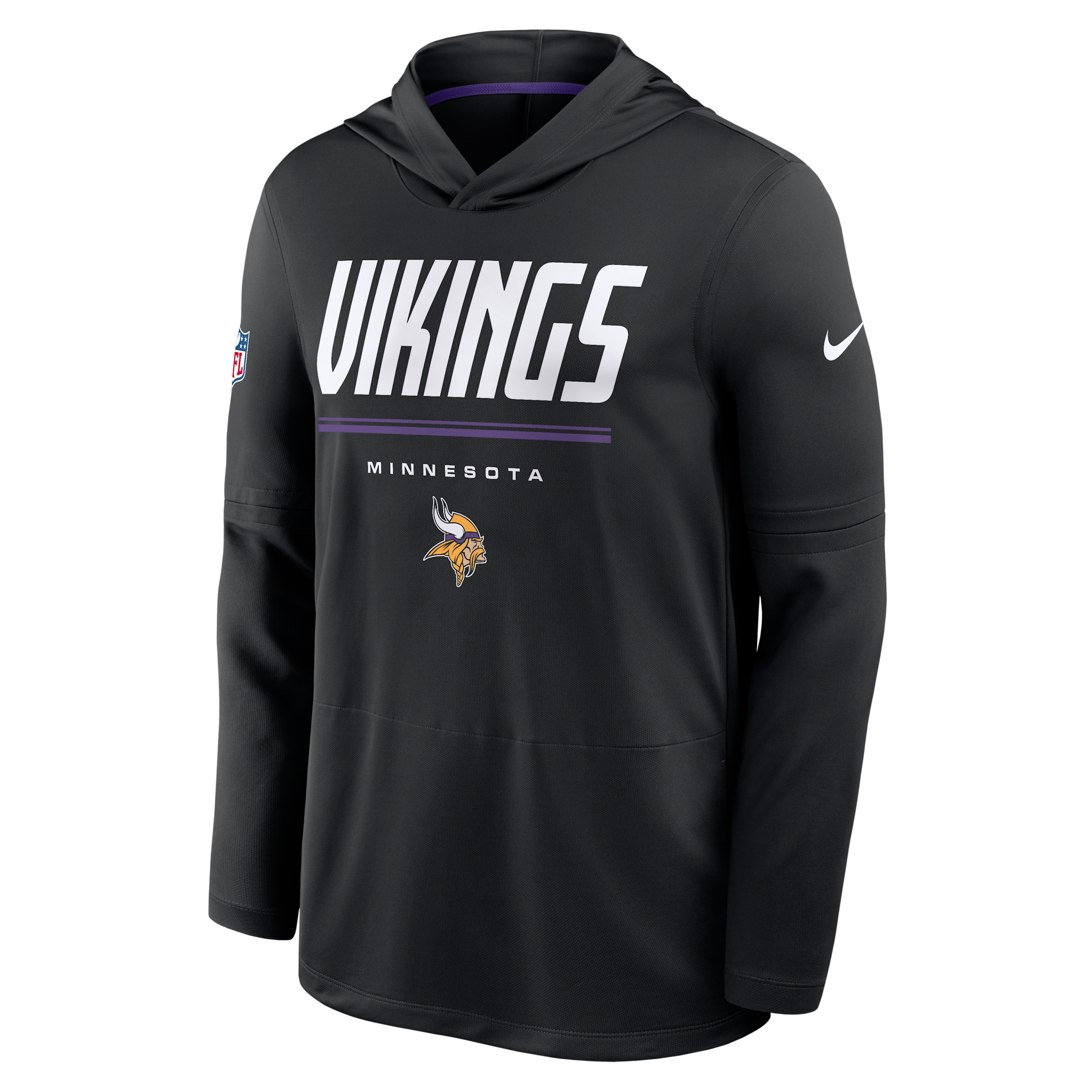 Minnesota Vikings Sideline Nike Men's Dri-FIT NFL Long-Sleeve Hooded Top in Black | 03B9091N9M-TG4