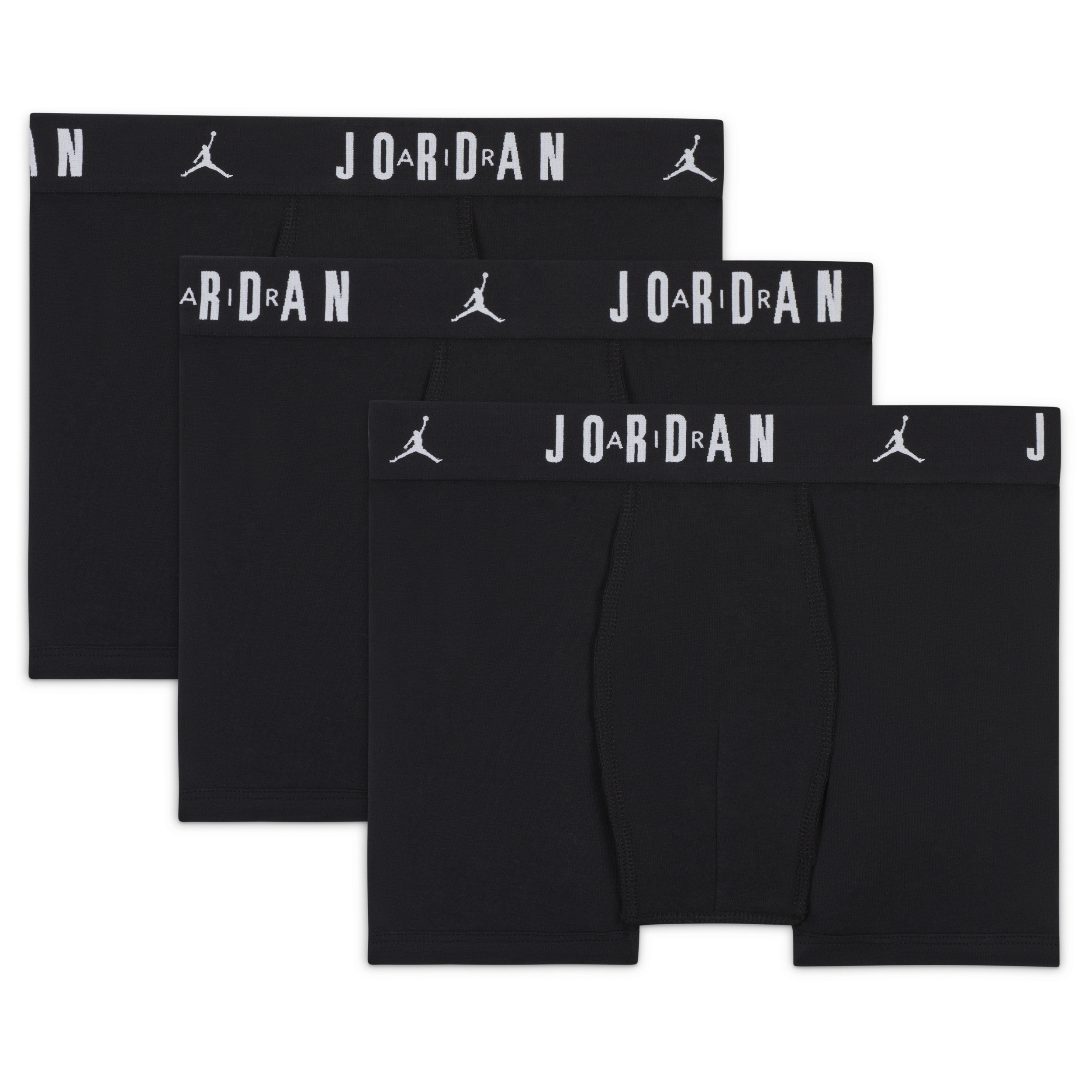 Jordan Flight Dri-fit Big Kids' Cotton Boxer Briefs (3-pack) In Black