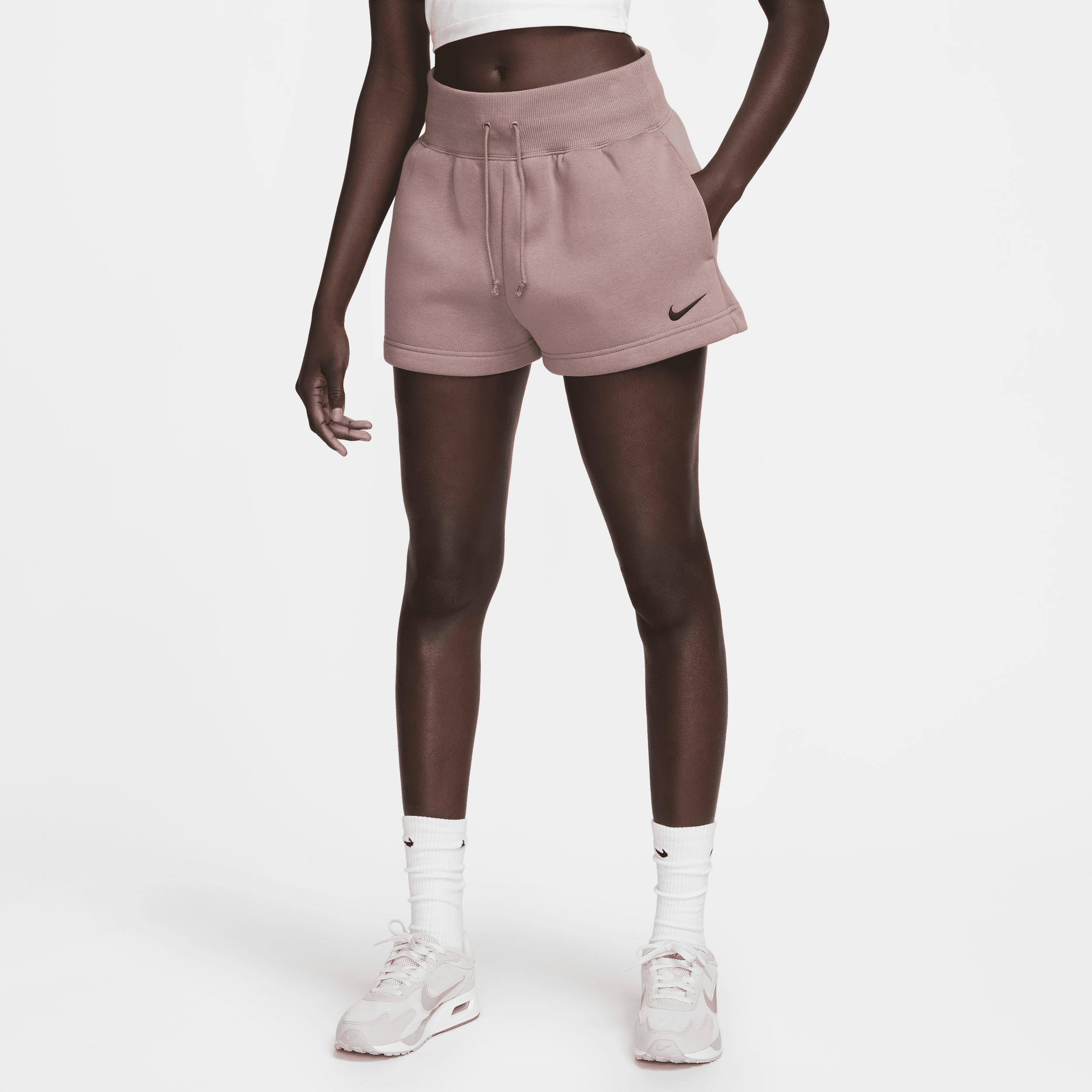Shop Nike Women's  Sportswear Phoenix Fleece High-waisted Loose Shorts In Purple