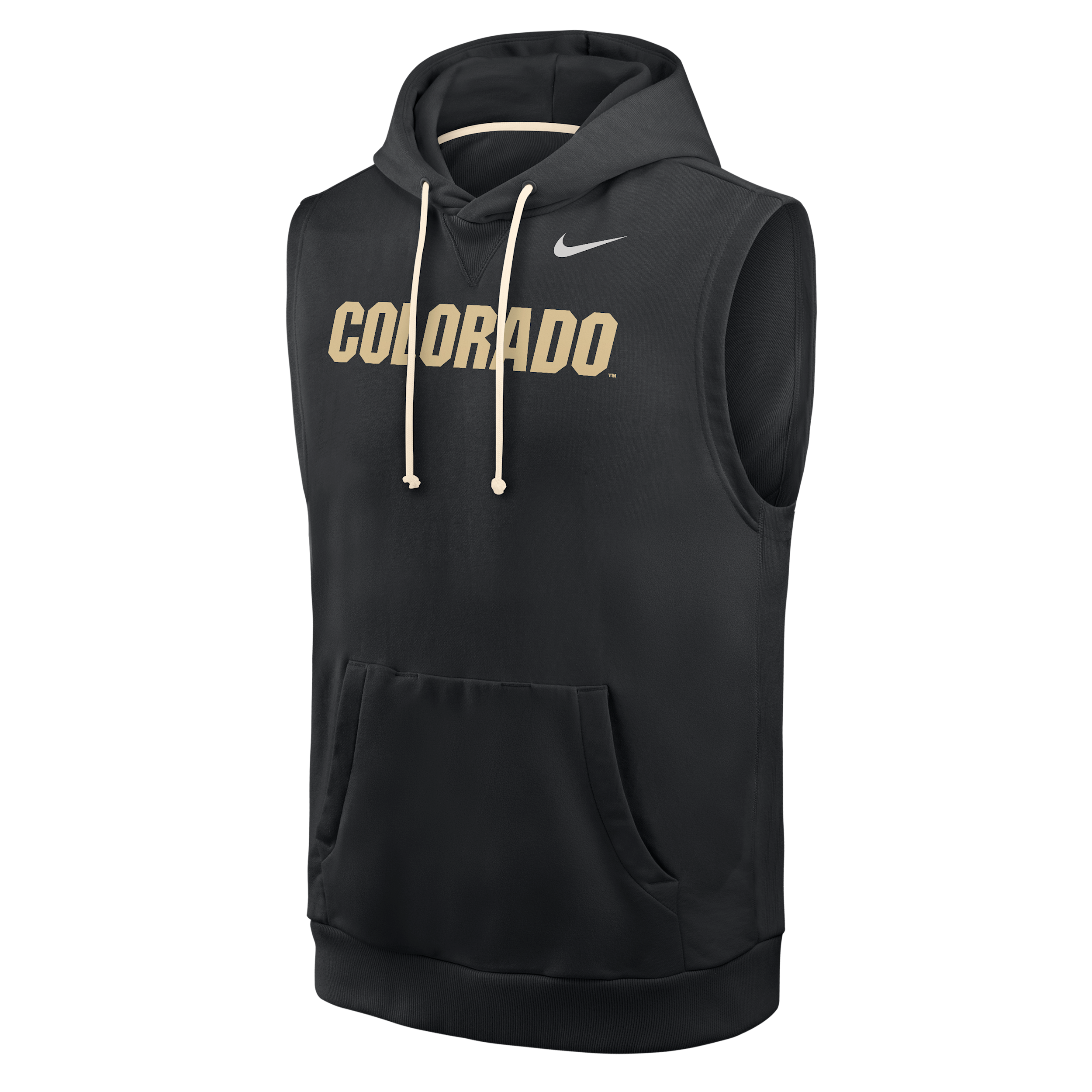 Colorado Buffaloes Nike Men's NCAA Sleeveless Fleece Hoodie in Black | ZM03B4P138COLO-BLK