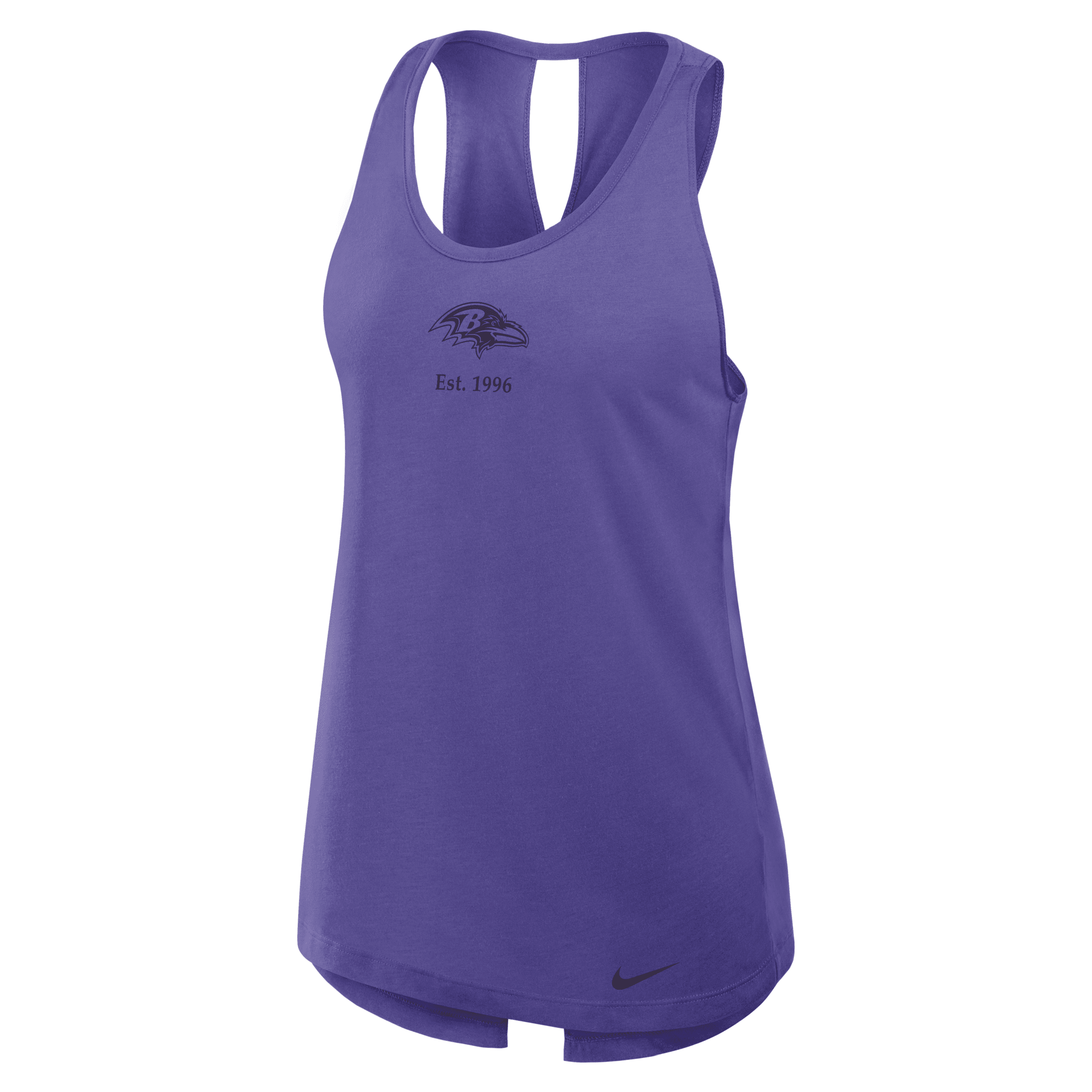 Nike Purple Baltimore Ravens Glory Crisscross Performance Tank Top In Purple